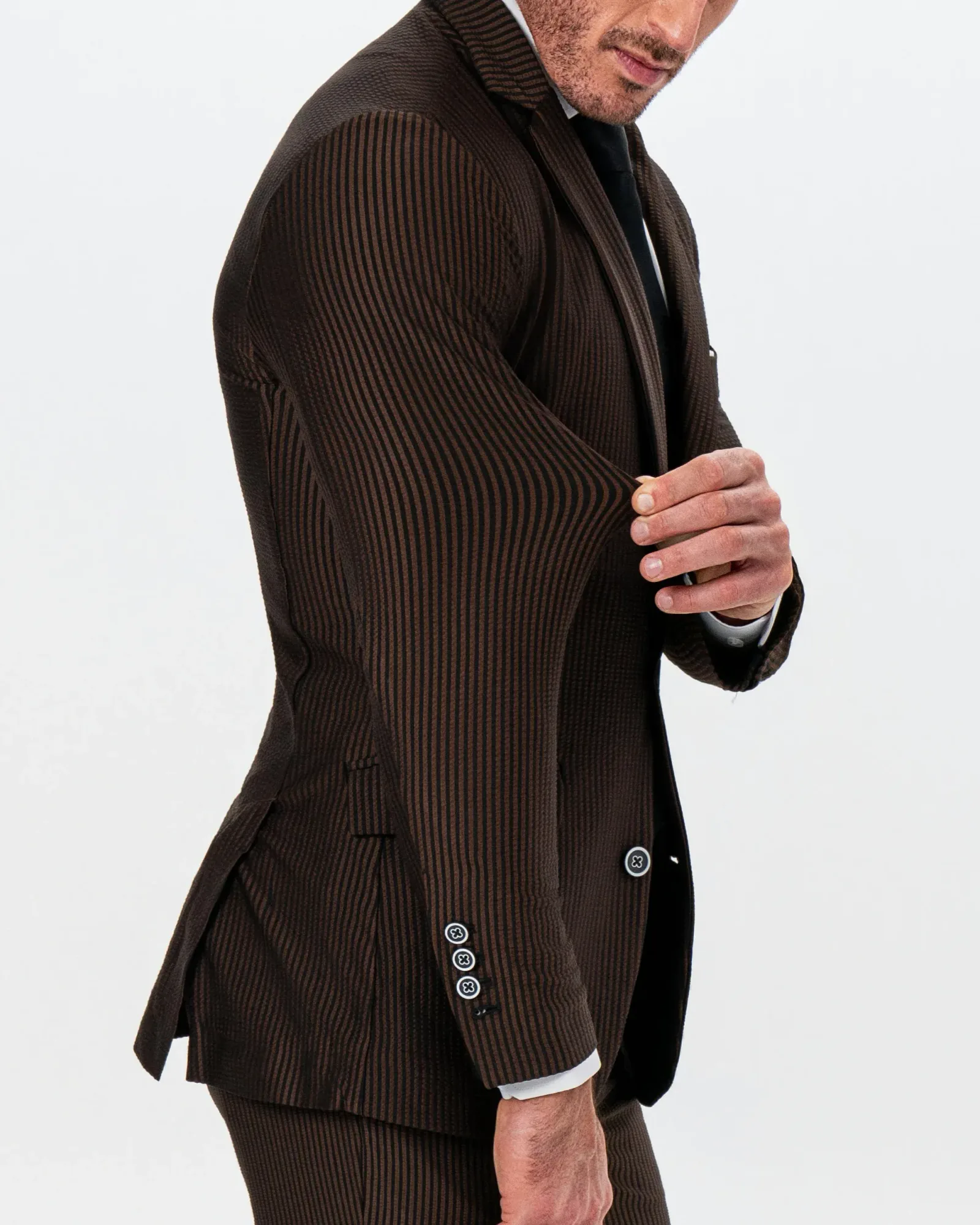 Athletic Fit Stretch Blazer – Brown & Black Seersucker