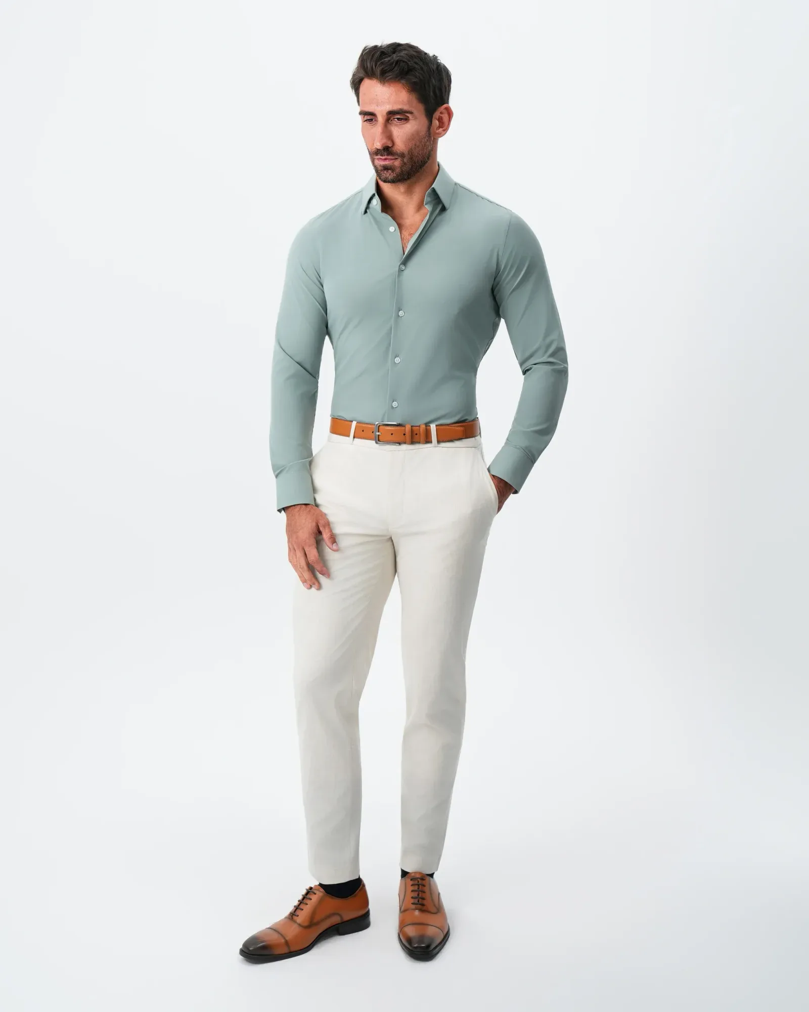"The Westfield'' Solid Sage Green – Classic Fit