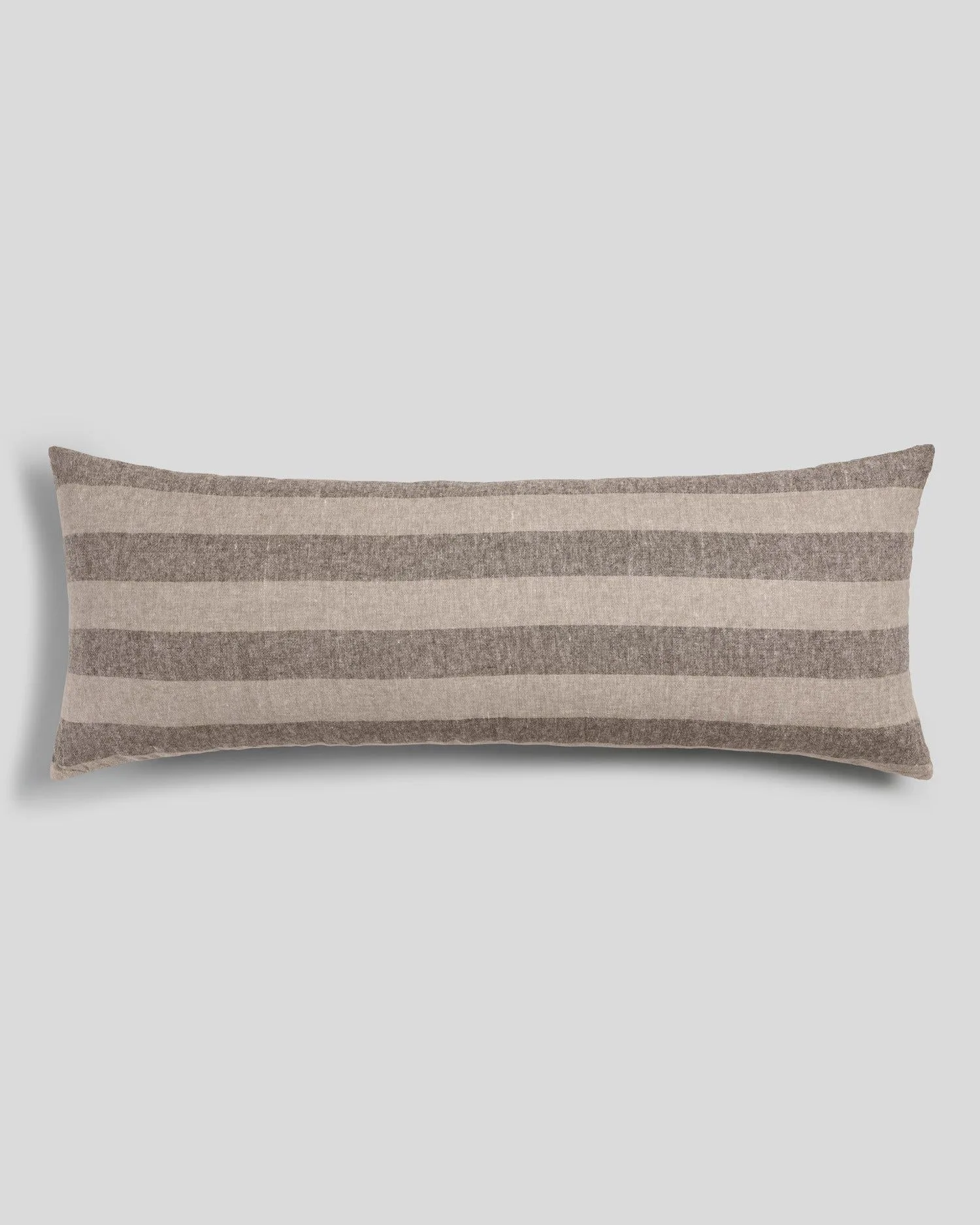 Vintage Linen Body Pillow Cover (Bone and Warm Grey Stripe)