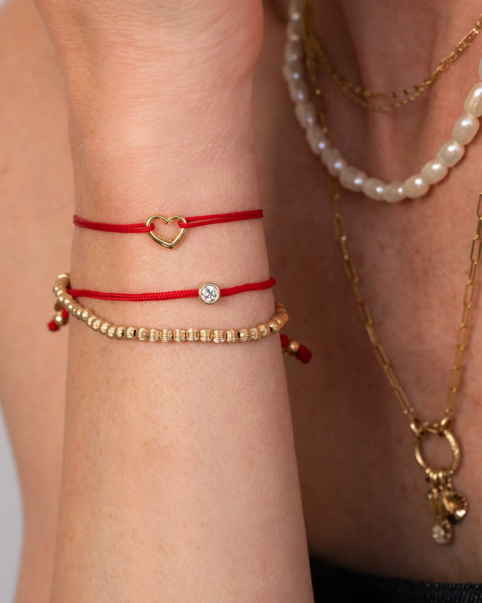 14k Gold Open Heart Fortune Bracelet
