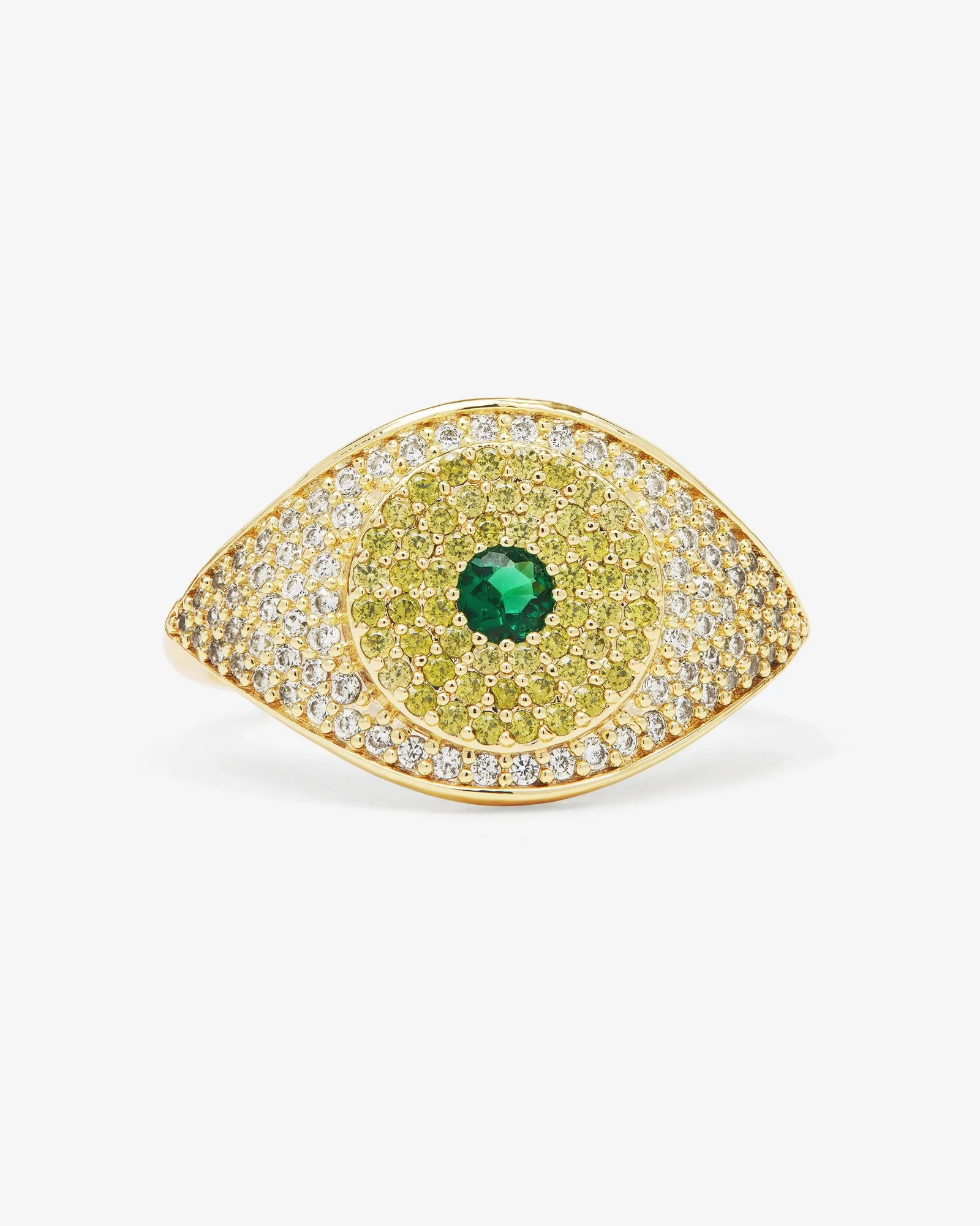 Green Evil Eye Ring – Gold|Emerald
