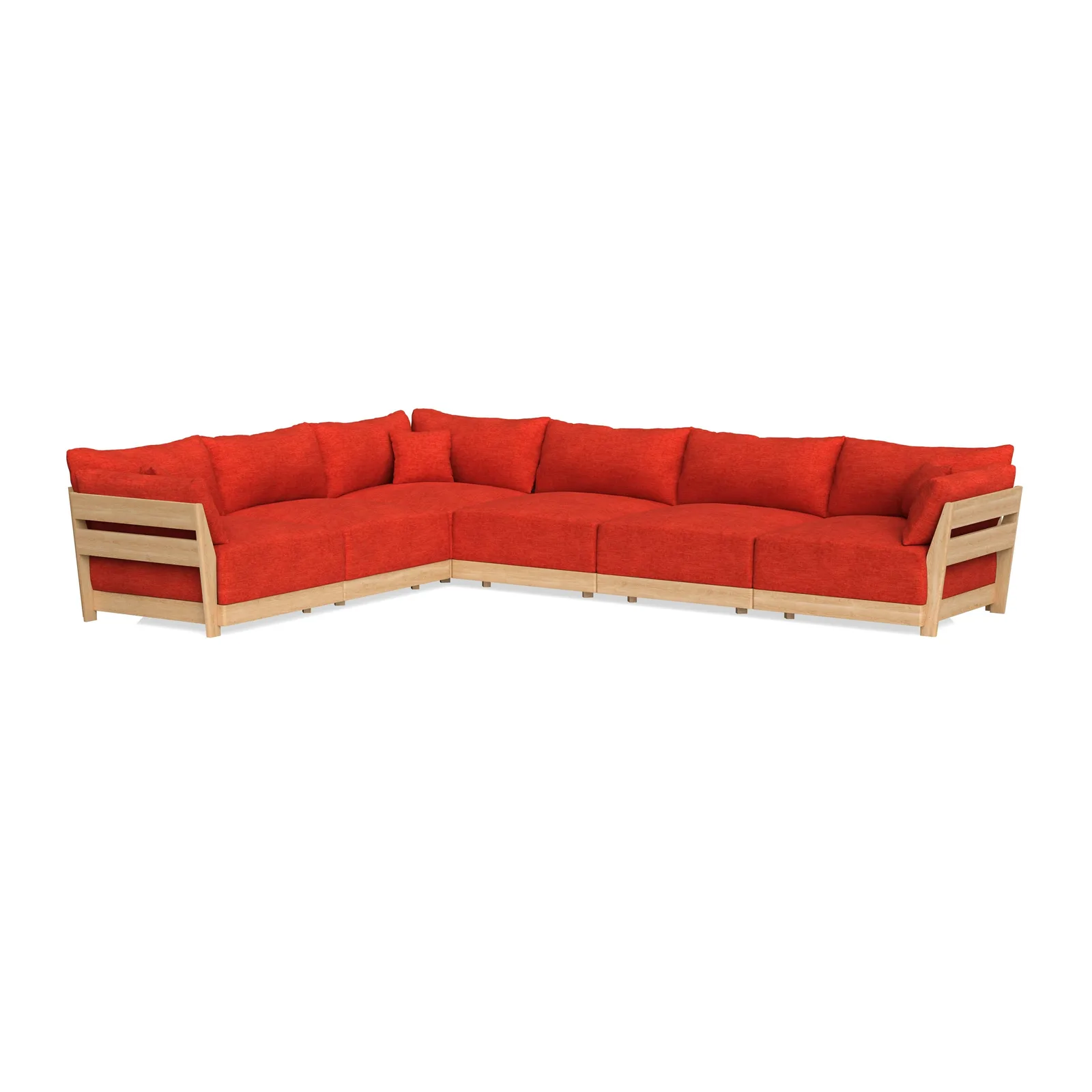 Modular Bondi Latte 6-Seater Corner Sectional in Poppy Orange – Classic Blend