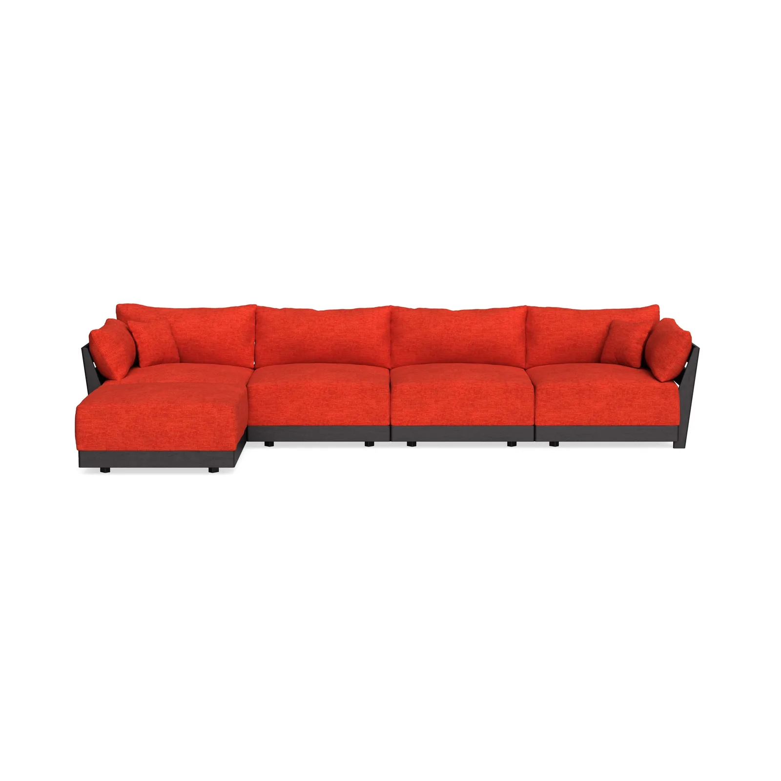 Modular Bondi Black 4-Seater Sectional in Poppy Orange – Memory Foam Blend