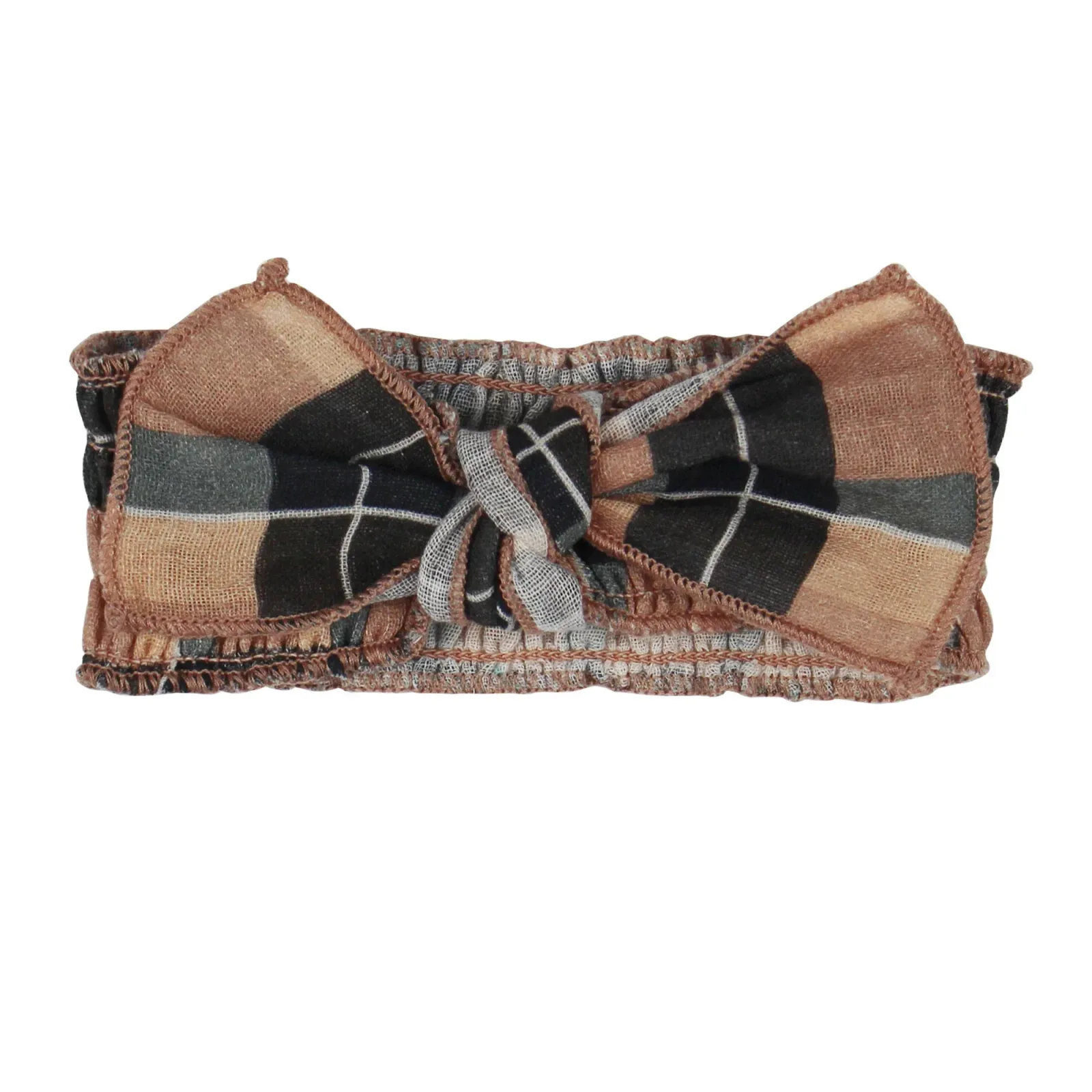 Adobe Chia Plaid – Organic Muslin Smocked Headband