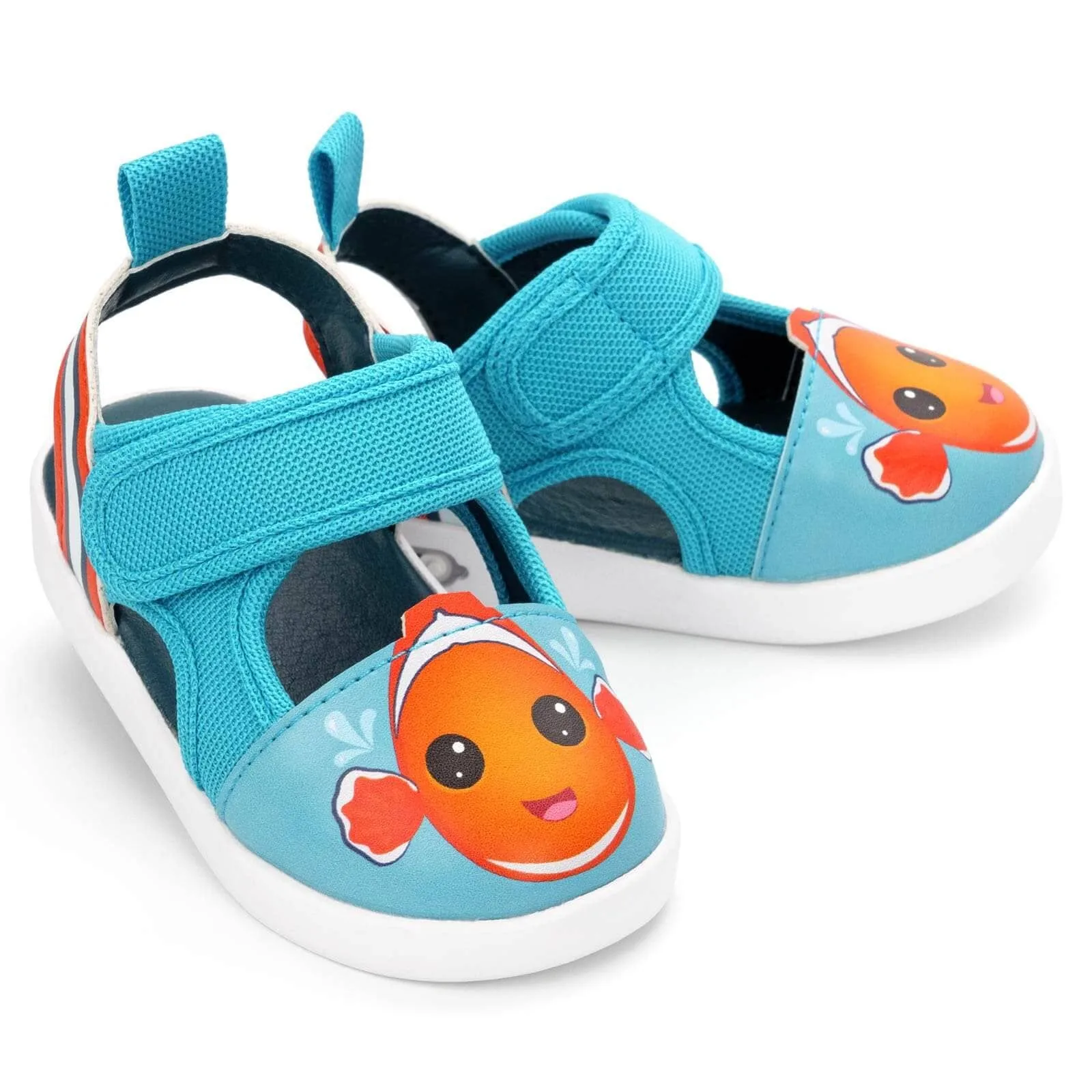 Clownfish Squeaky Toddler Sandals for Boys and Girls – Blue/Orange