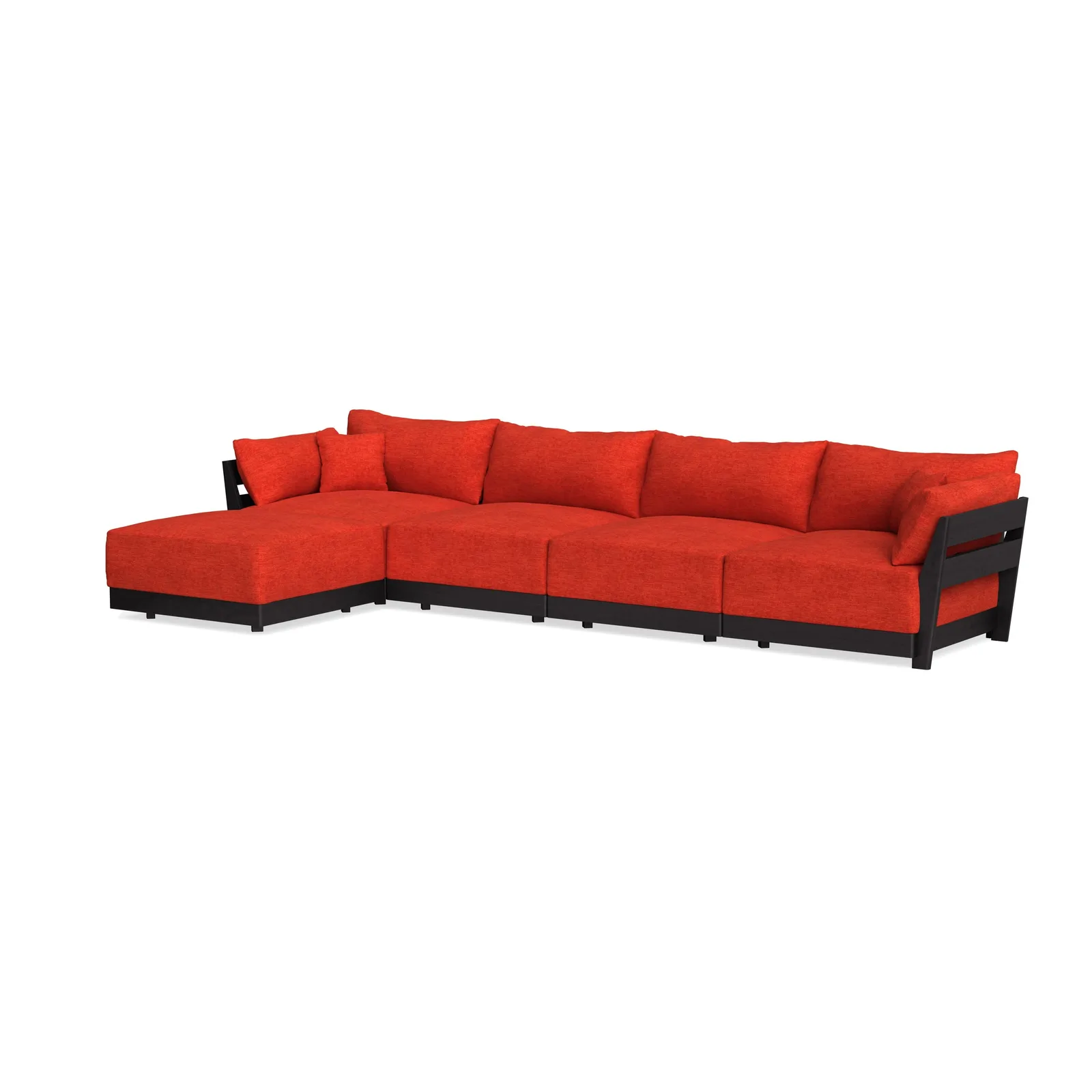Modular Bondi Black 4-Seater Sectional in Poppy Orange – Memory Foam Blend