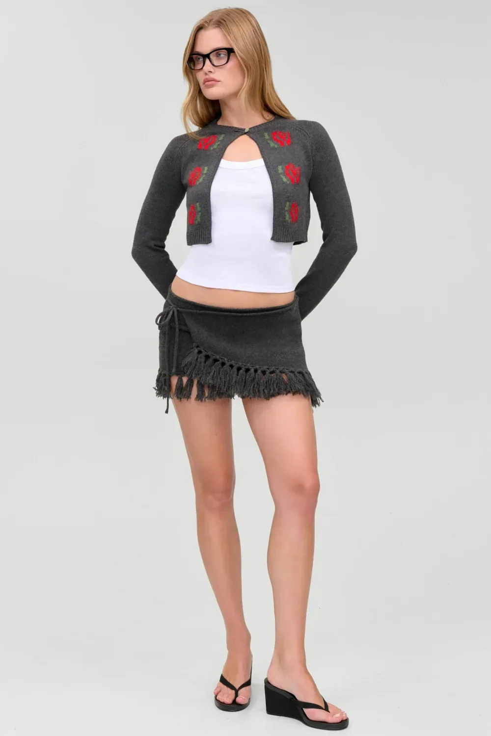 Luca Wrap Knit Mini Skirt – Winter Skies