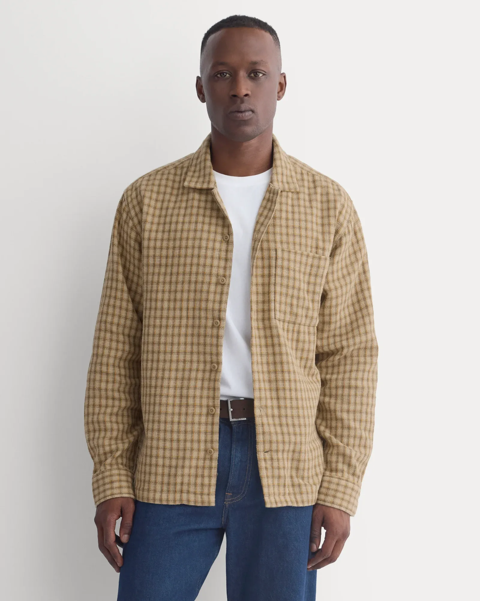 Double-Gauze Button-Down Shirt – Pale Khaki / Canvas Tan