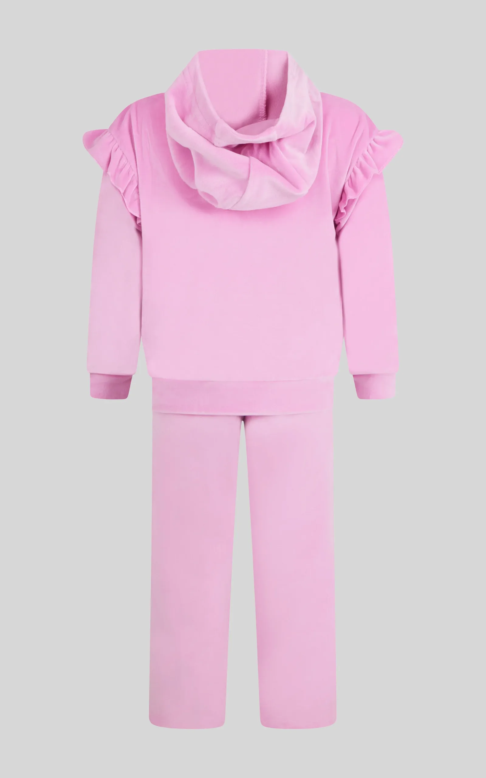 2 PC Little Girls Velour Lili Pullover Hoodie w Ruffle Detail + Little Girls Velour Flare