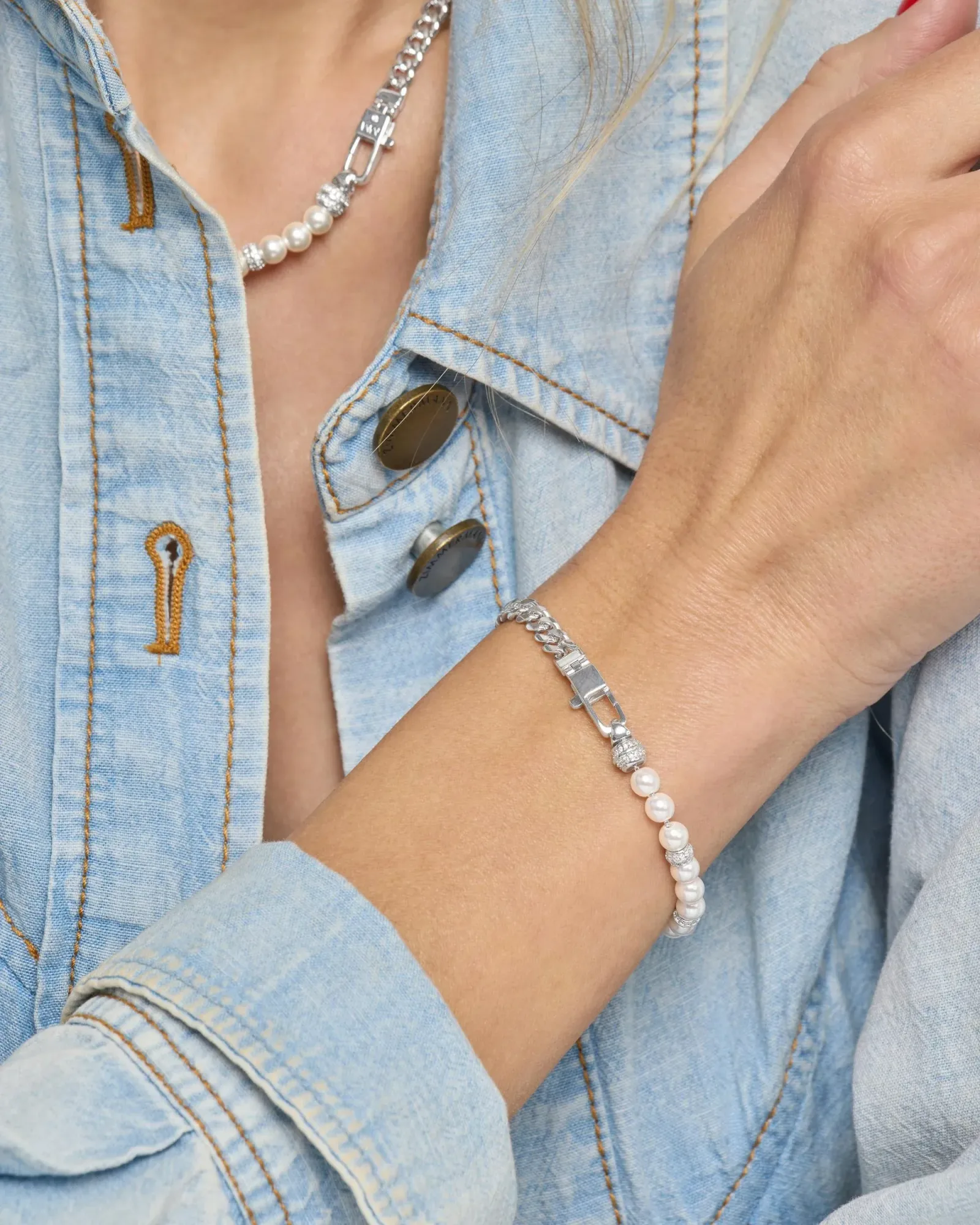 Julian Loves Pearls Bracelet 5mm – Silver