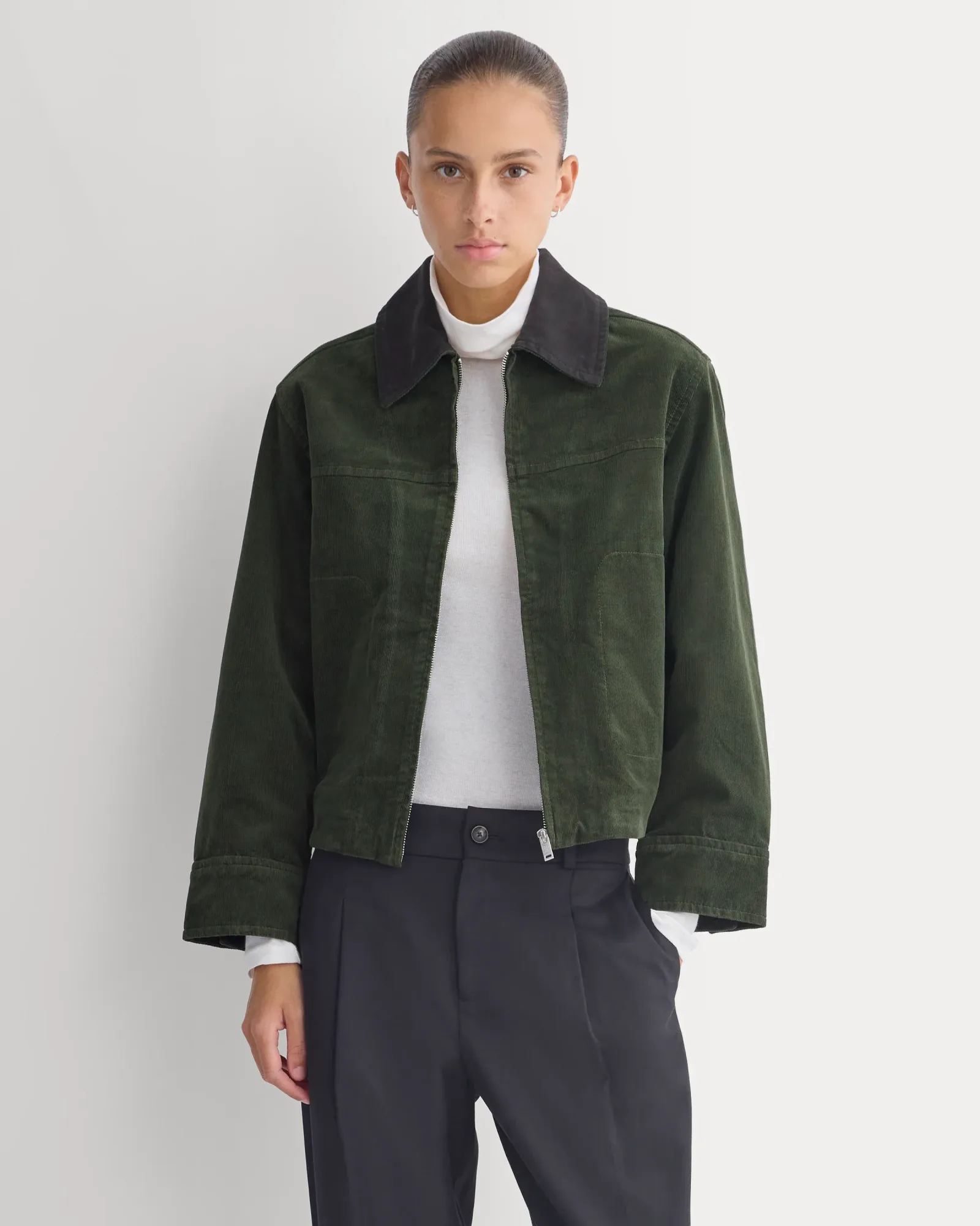 Stretch Corduroy Zip Jacket – Dark Forest