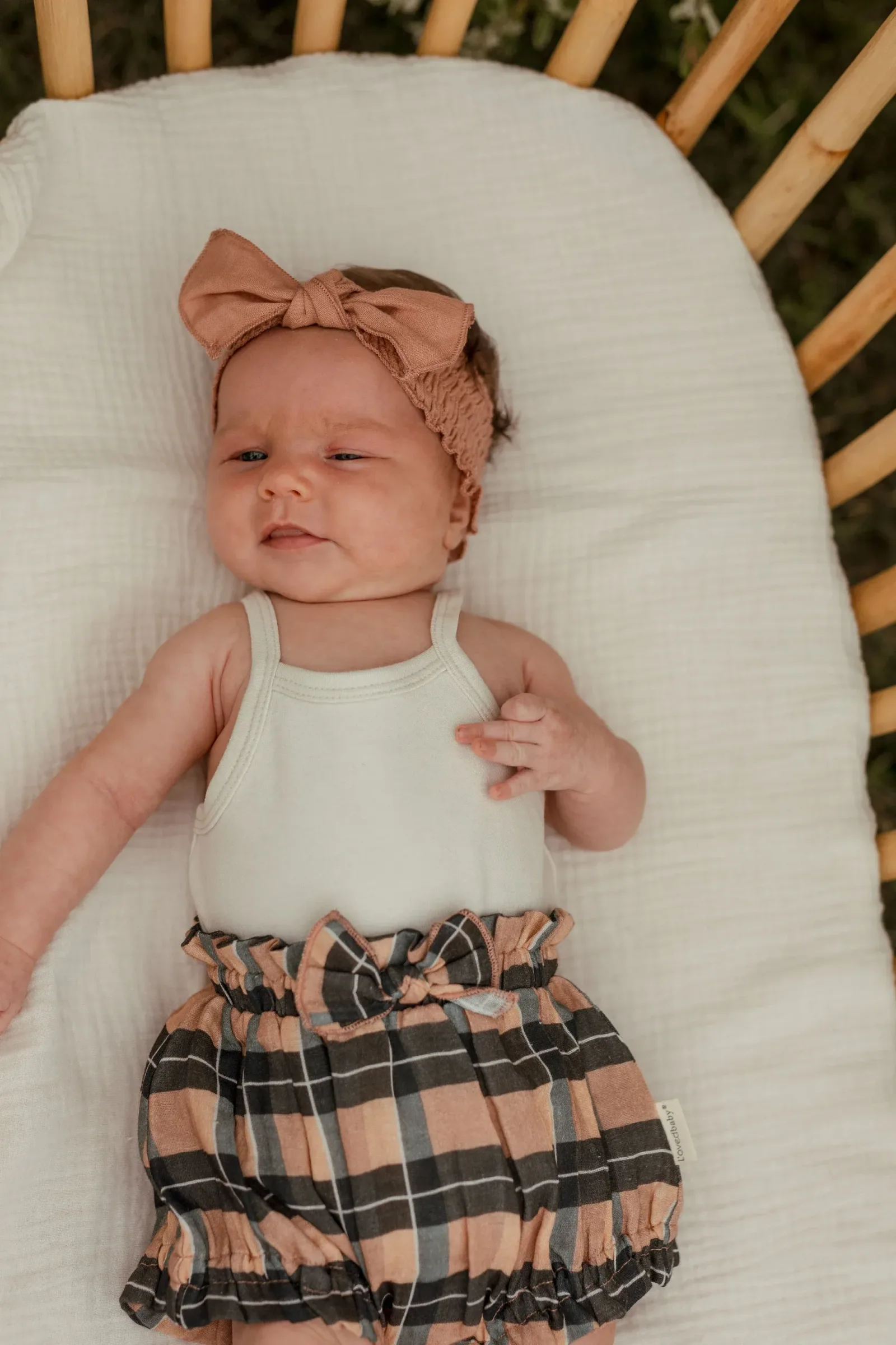 Adobe Chia Plaid – Organic Muslin Ruffle Bloomer