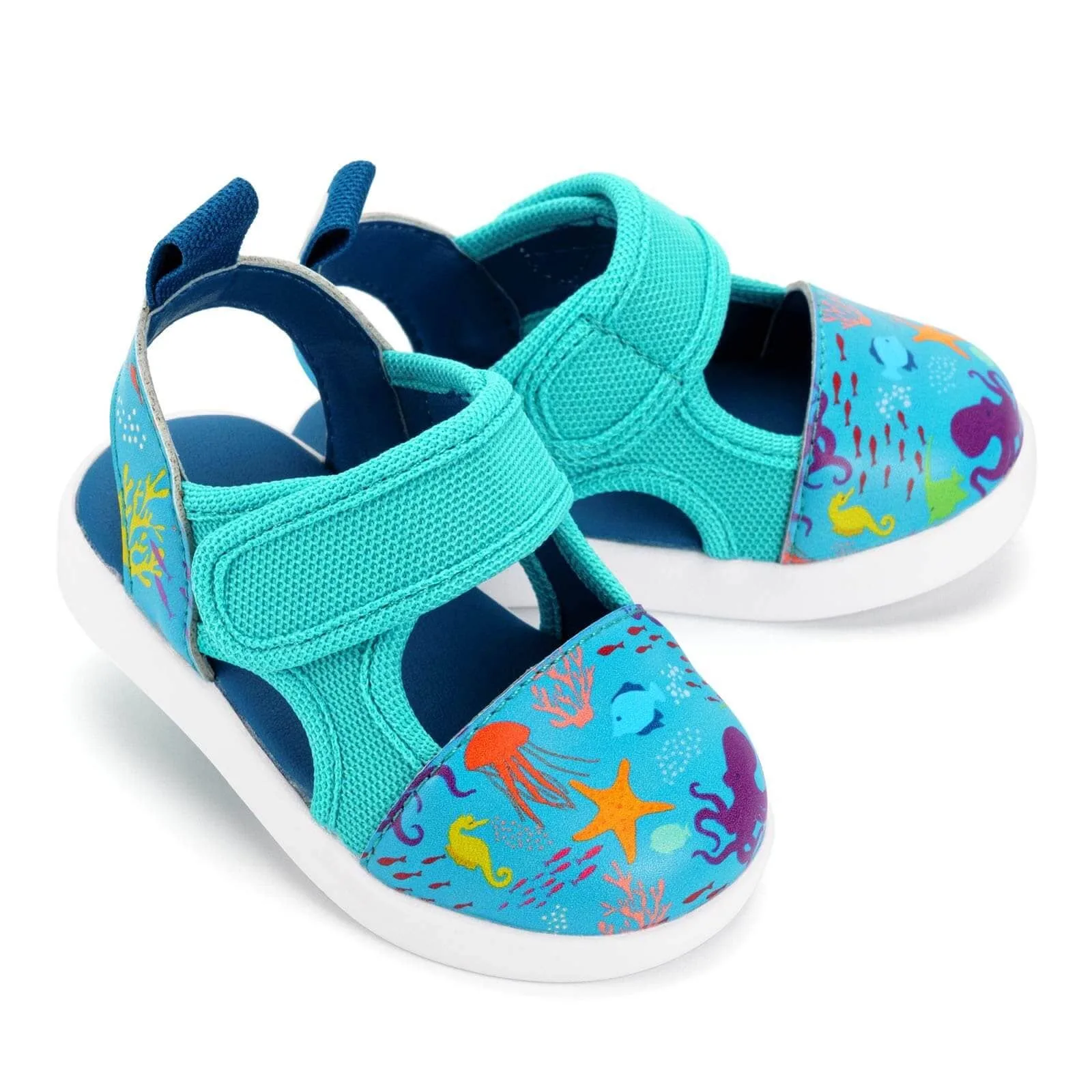 Secret Seascape Squeakerless Toddler Sandals for Boys and Girls – Blue