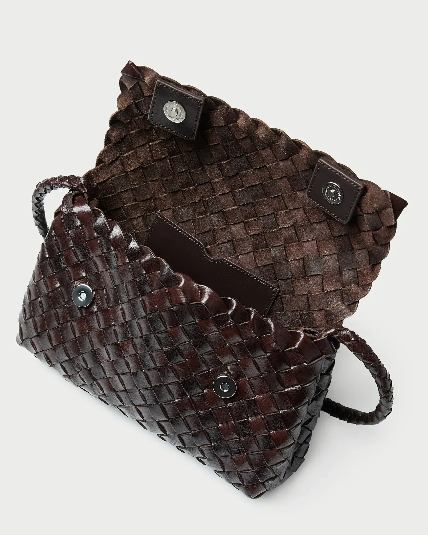 Vinnie Chocolate Woven Leather Crossbody