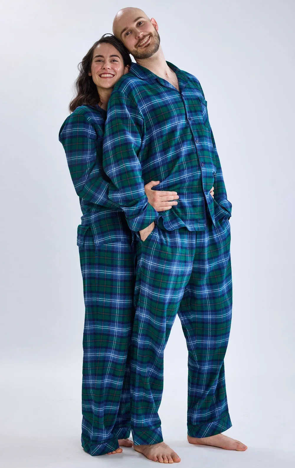 Heritage Plaid Button-Front Matching Couples Pajamas