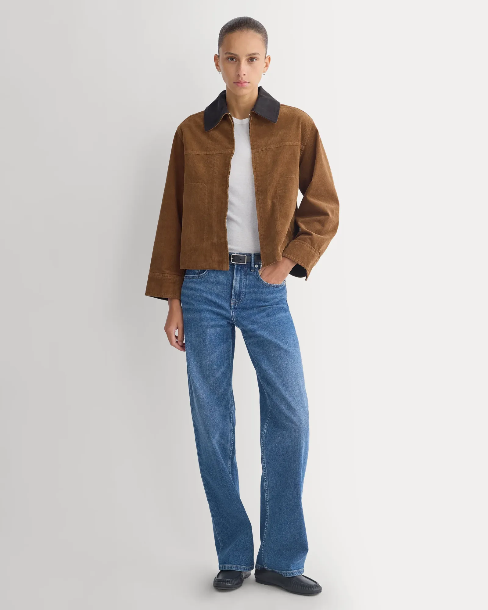Stretch Corduroy Zip Jacket – Toffee