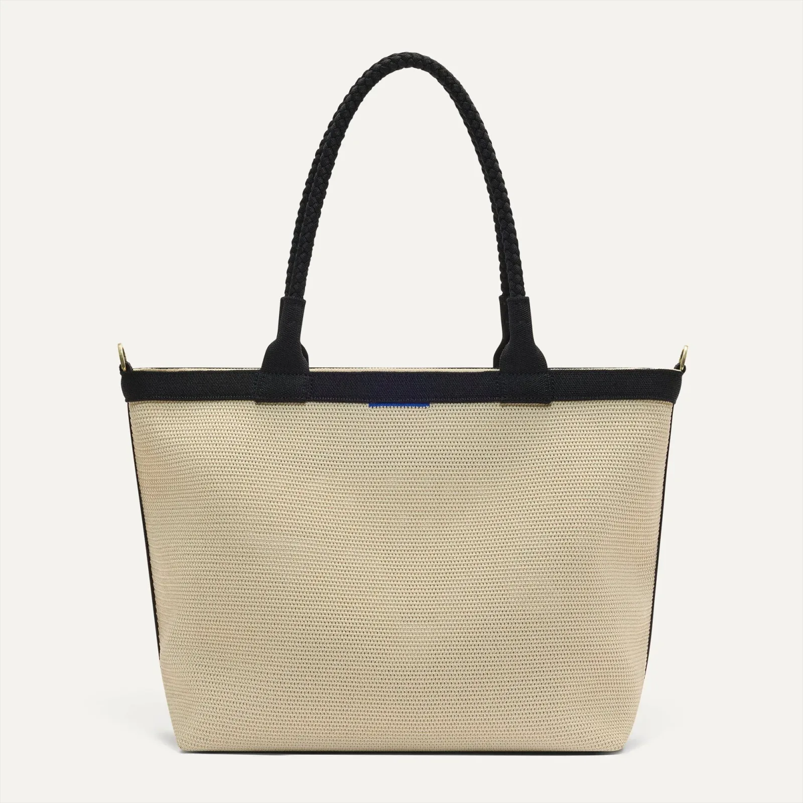 The Lightweight Zip Tote – Black and White Raffia-Knit