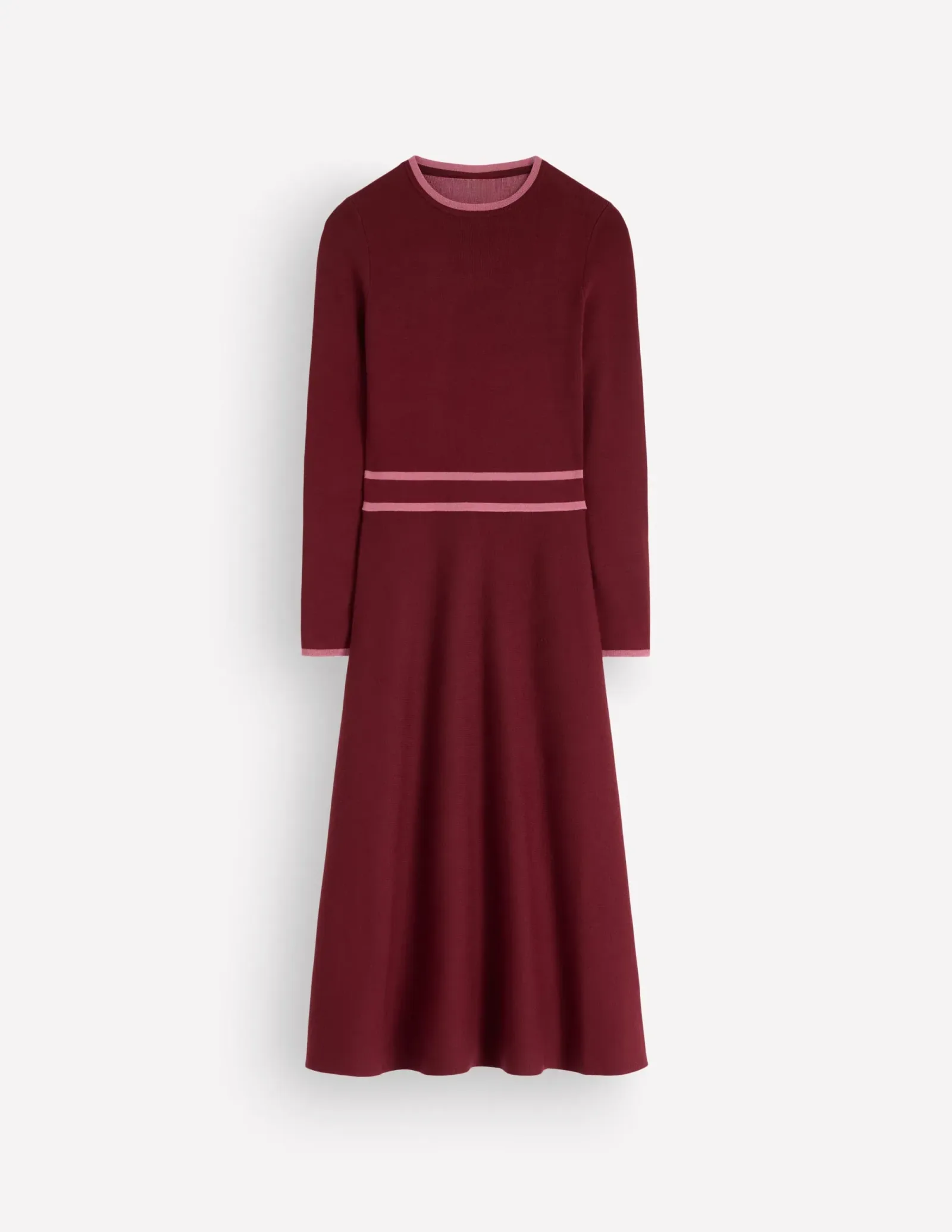 Contrast Tipped Knitted Dress-Chocolate Truffle