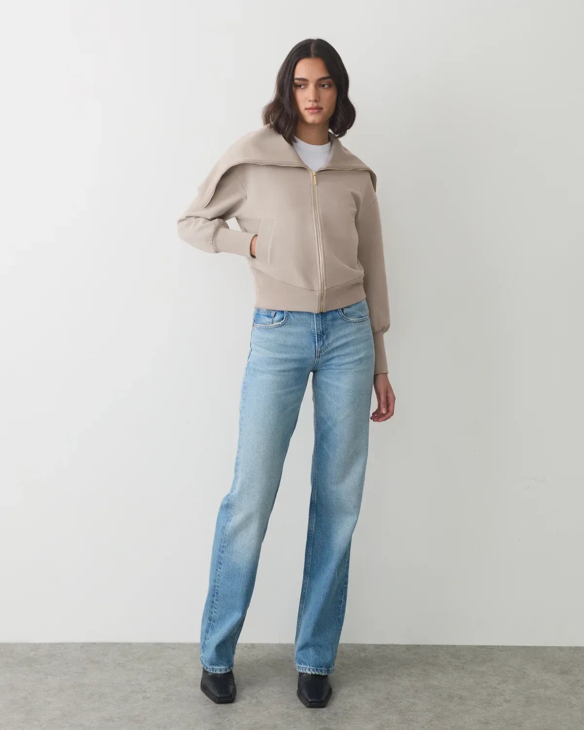 Fleece Oversized Collar Sweatshirt