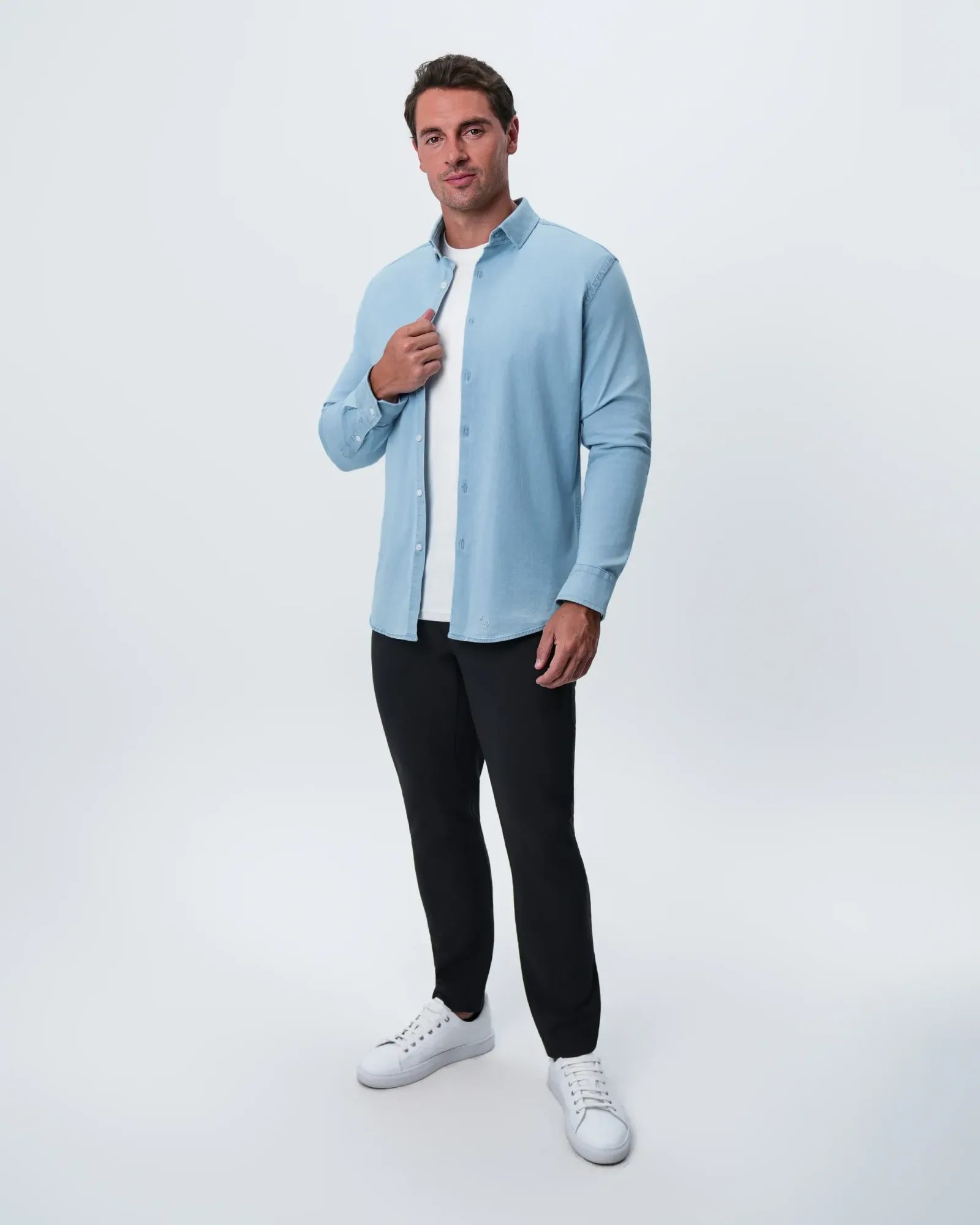 Cotton Denim Dress Shirt – Light Blue