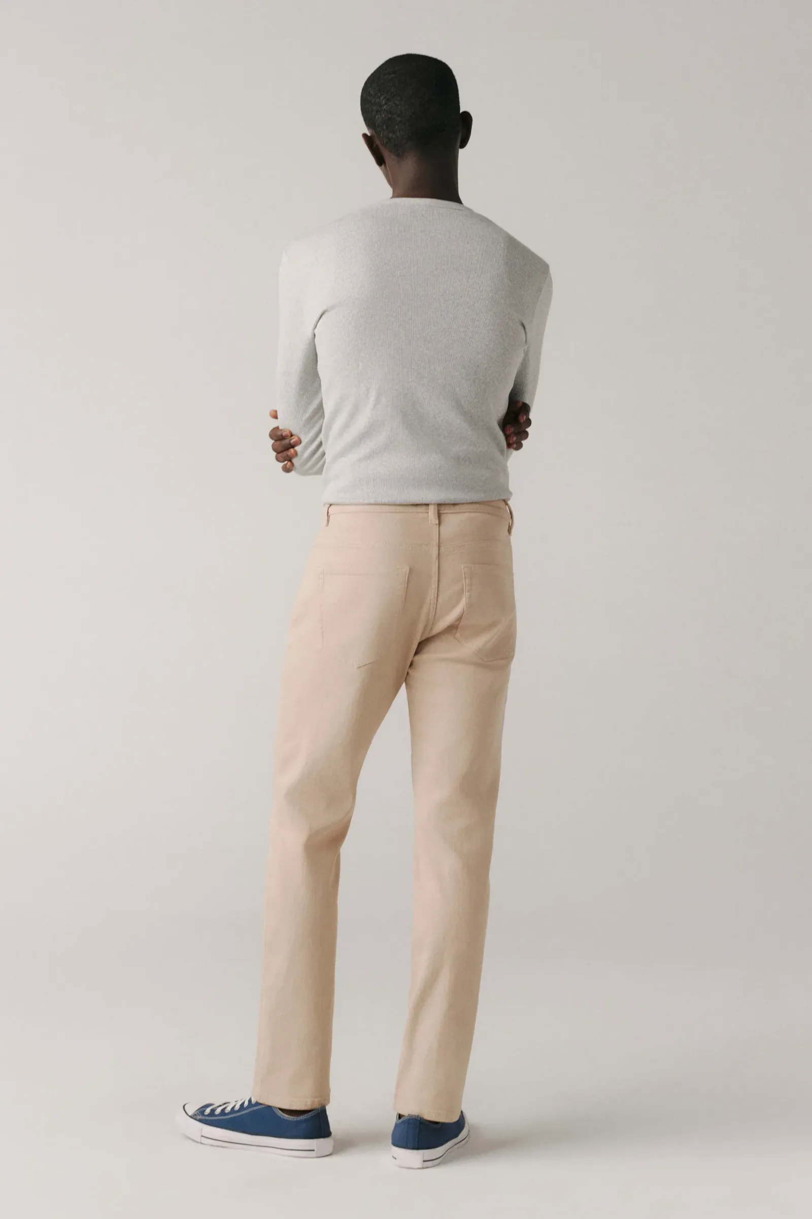 Ams – Twill Slim Pants – Beige Stone