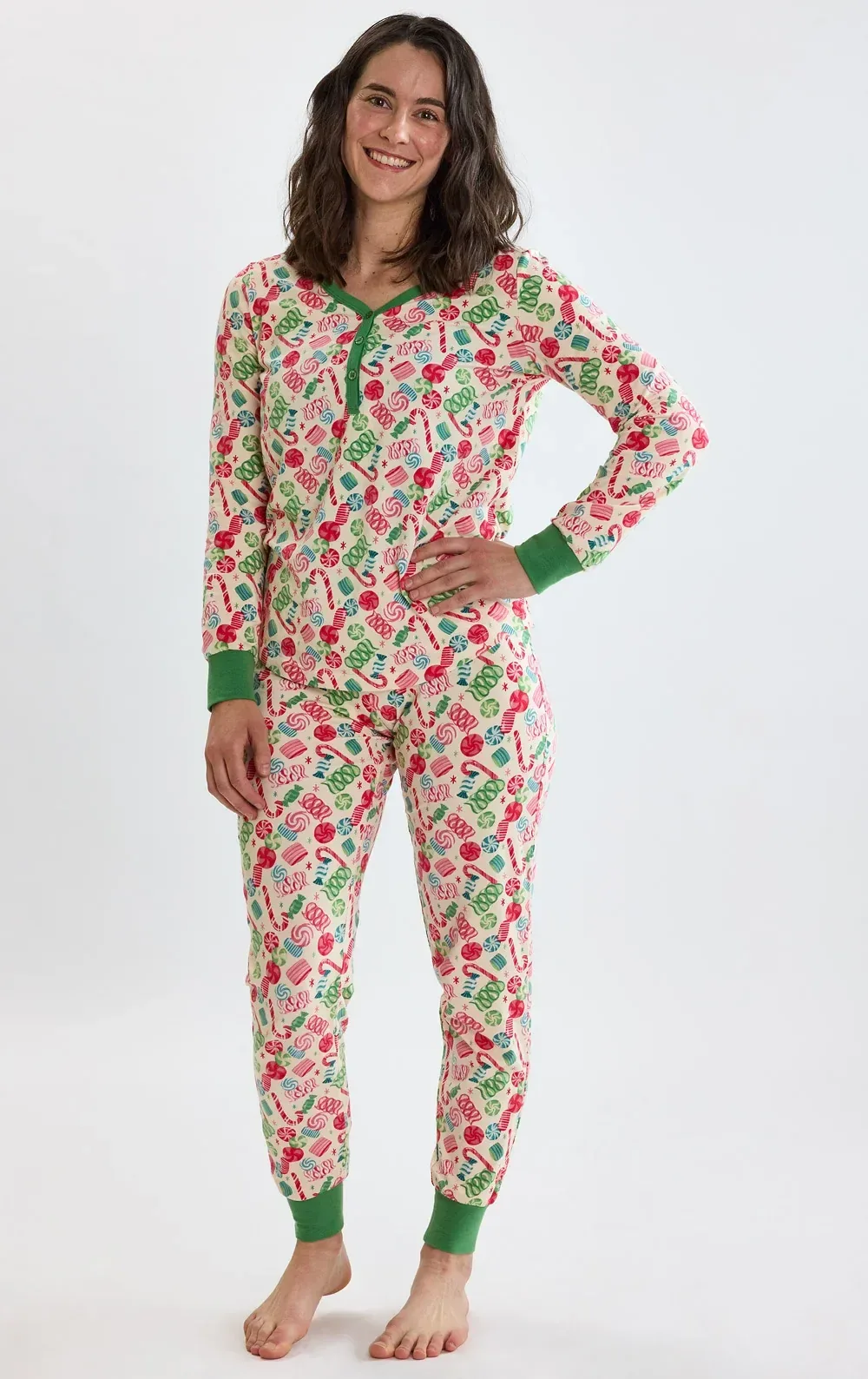 Ribbon Candy Henley Jogger Pajamas