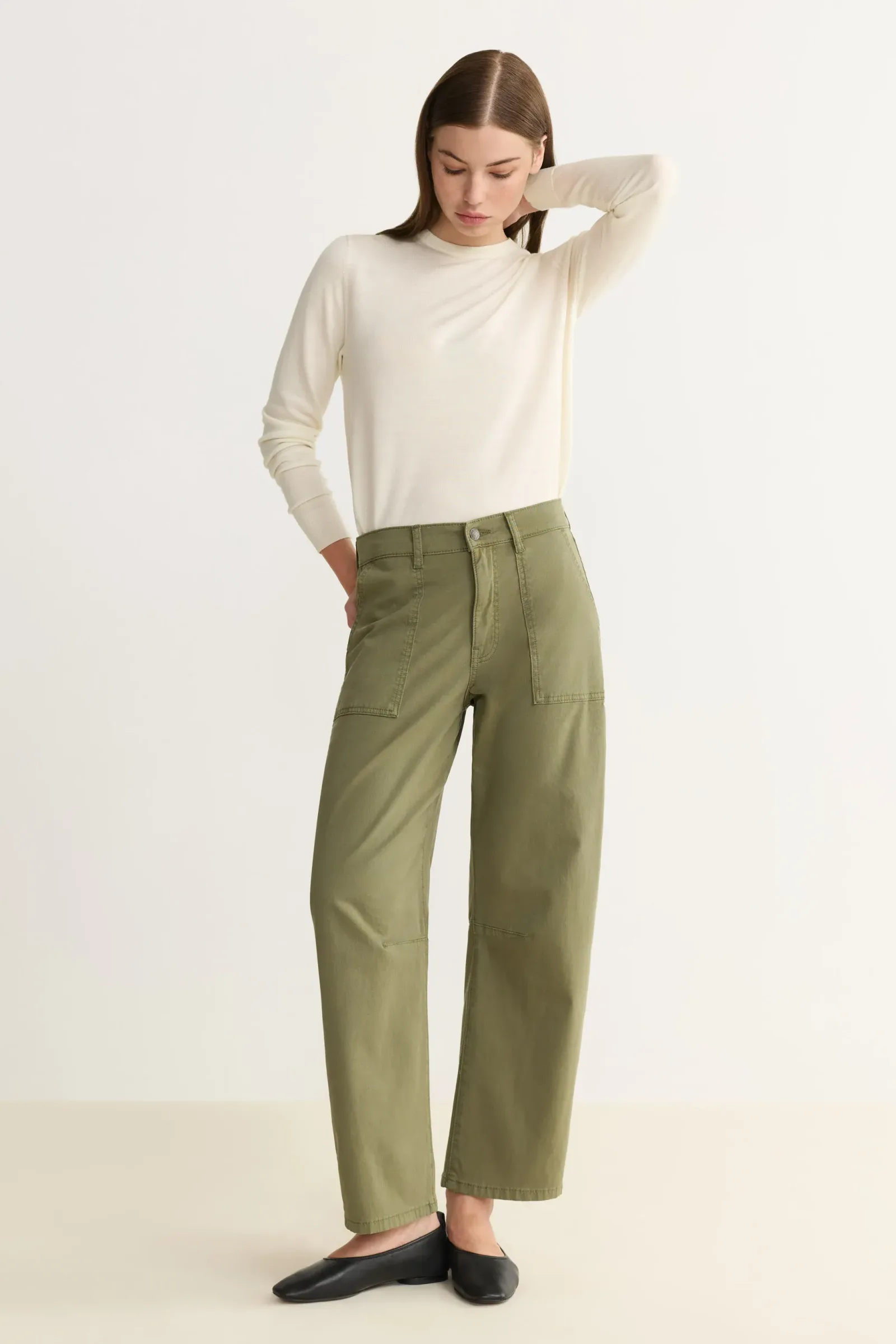 Bna Twill – Soft Curve Barrel Pants – Four Leaf Clover