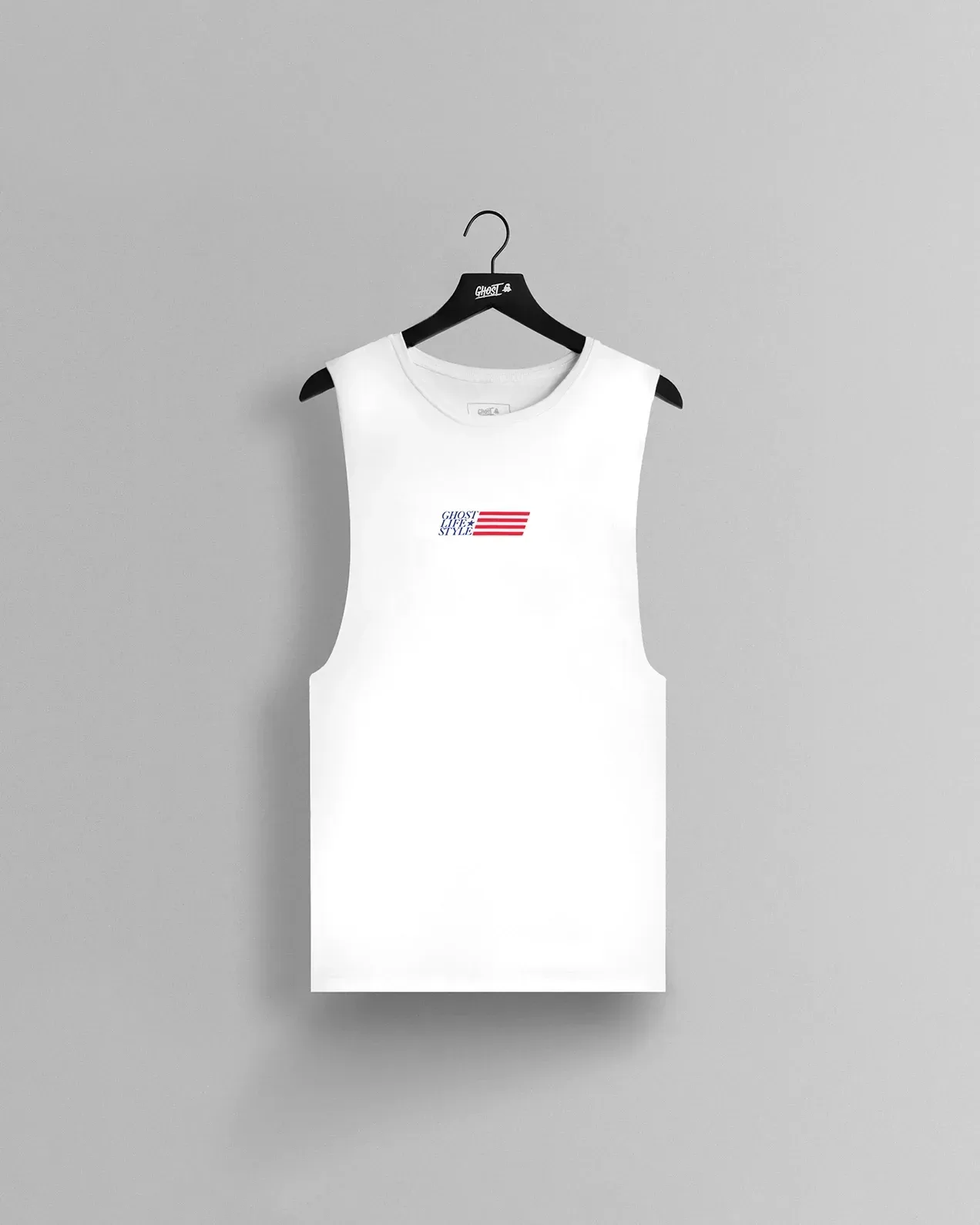 GHOST® USA SLEEVELESS TEE – WHITE