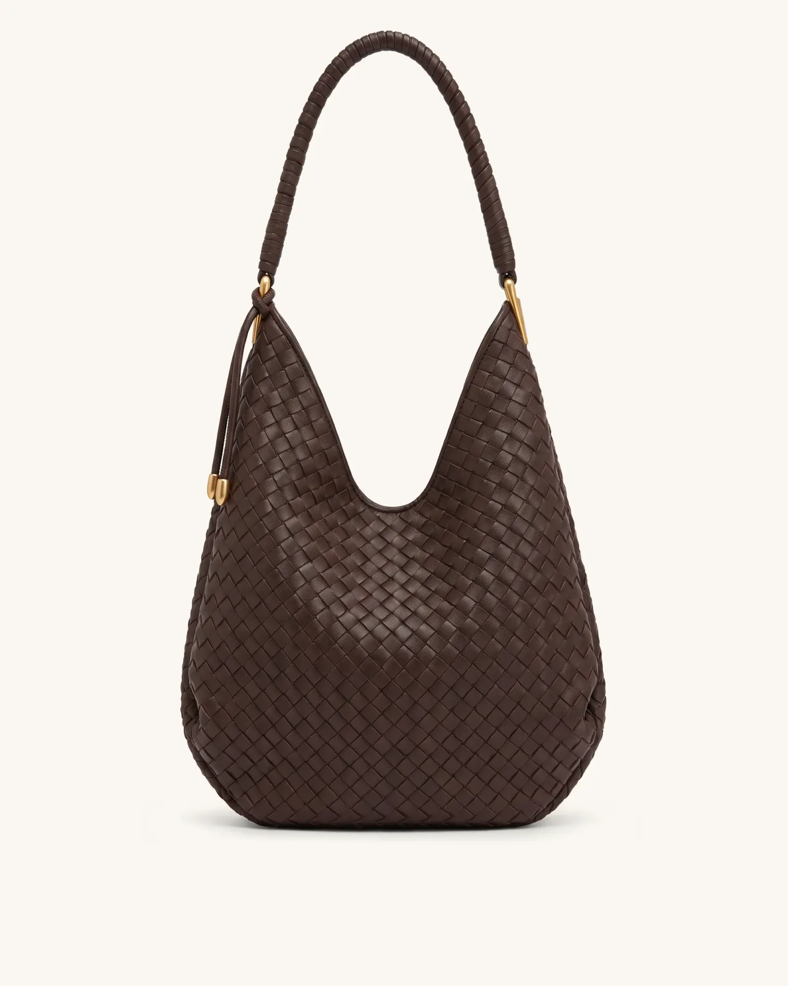 Lorena Woven Textured Hobo Bag – Dark Brown