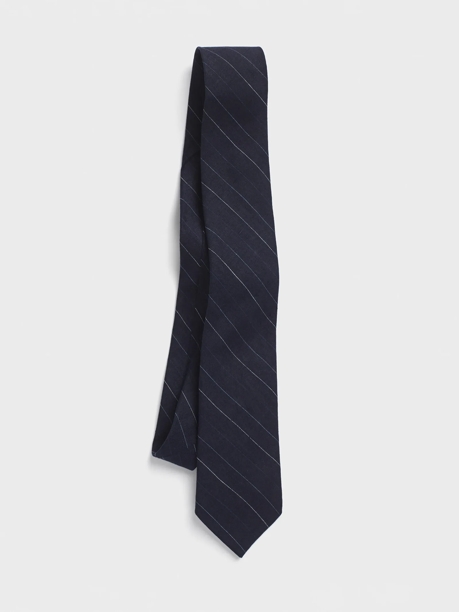 Navy Pinstripe Linen Necktie