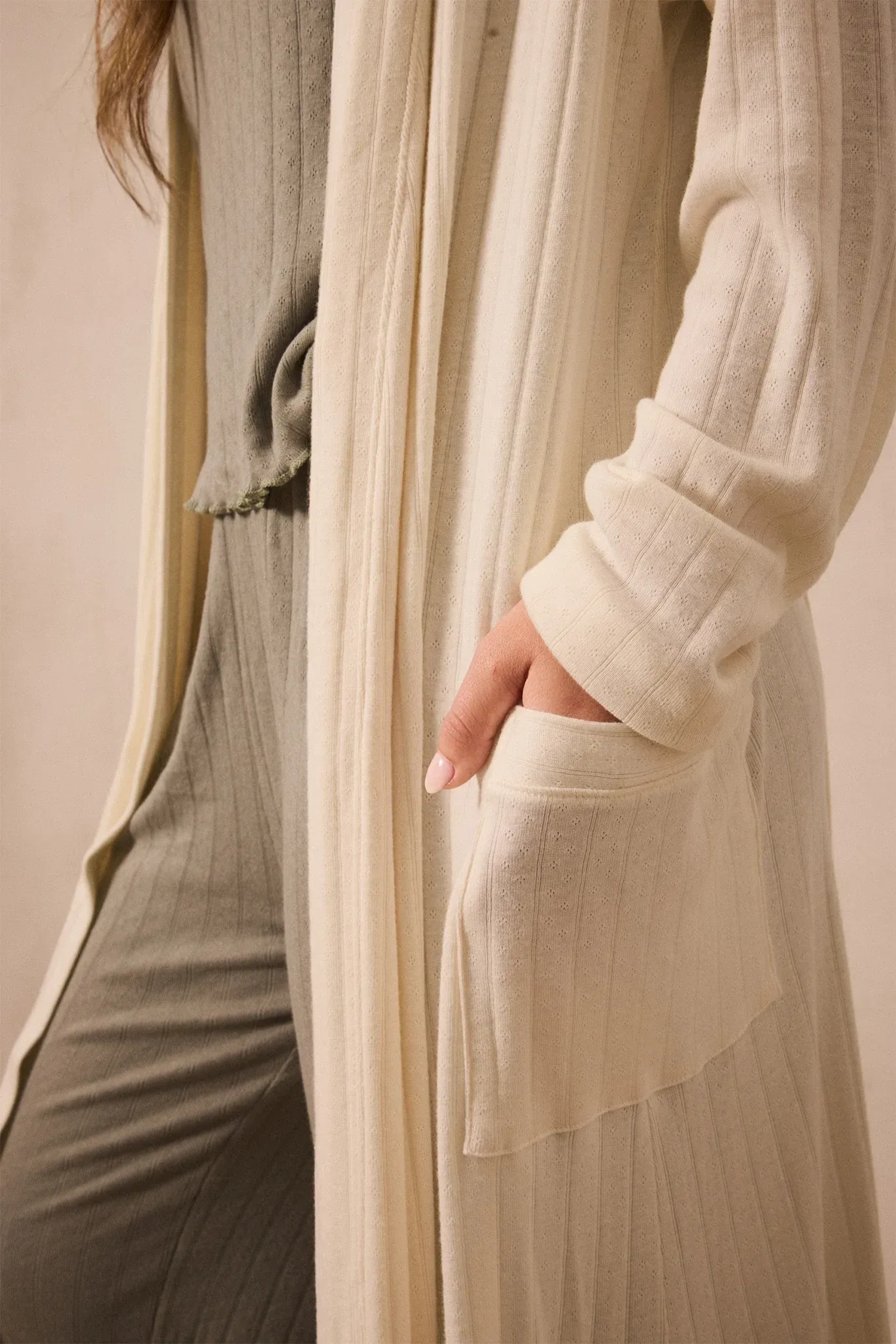 Cream Pointelle Robe