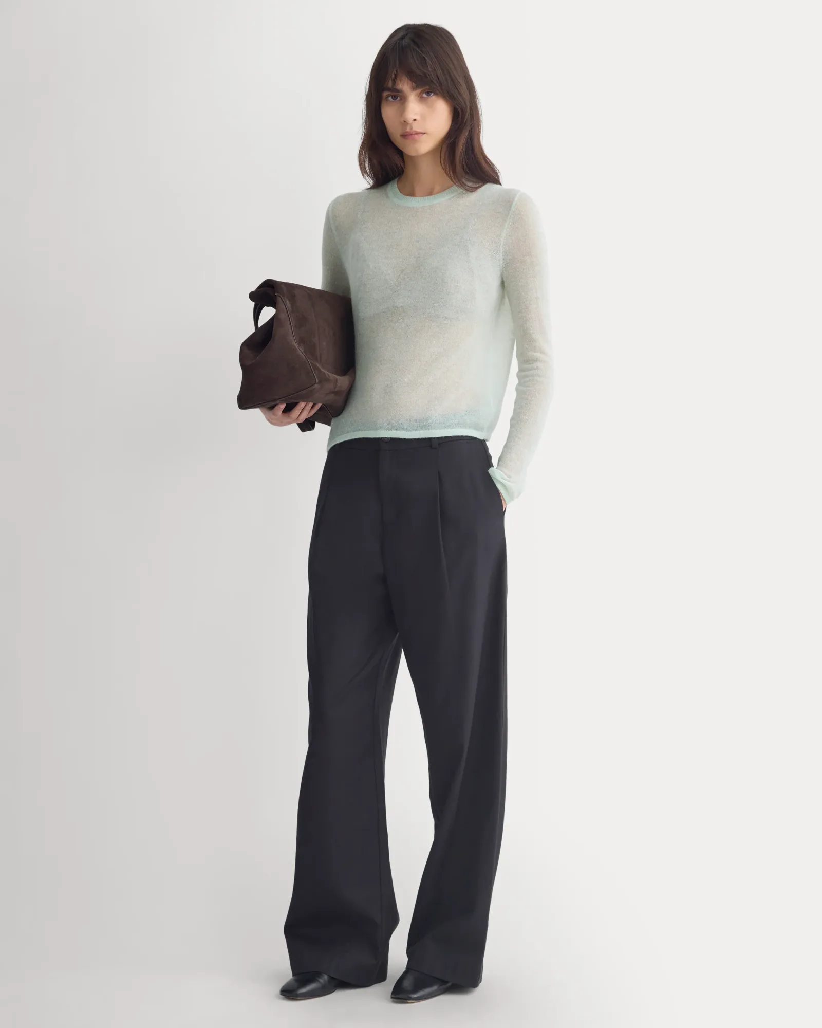 Air Alpaca Long-Sleeve Slim Crew – Lily Green