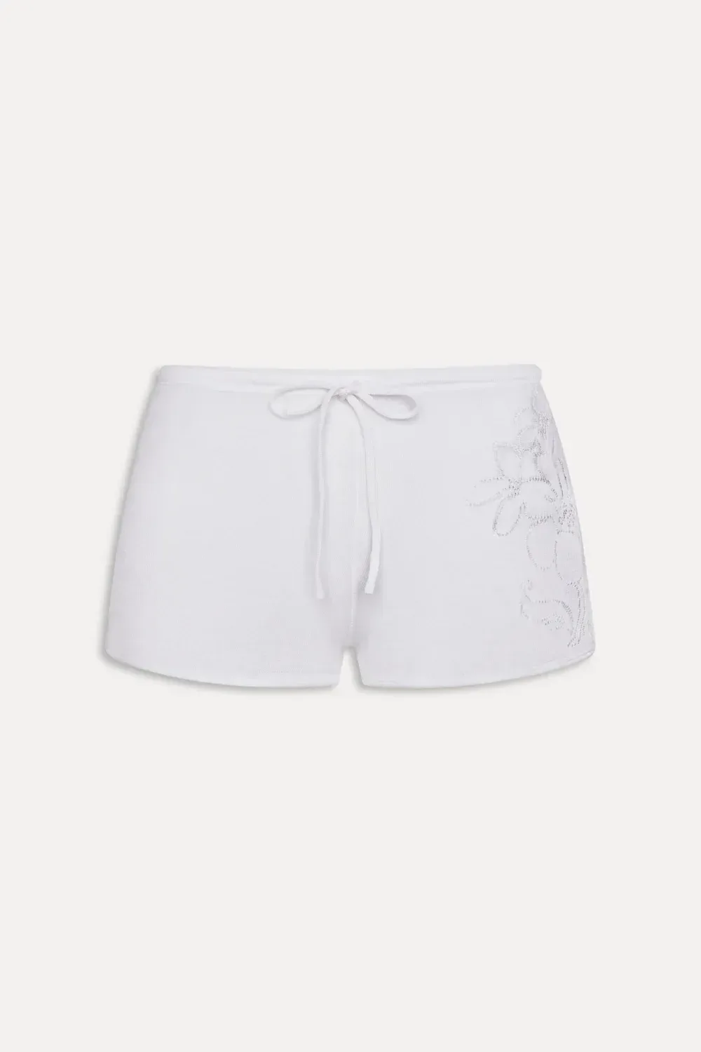 Sophie Knit Mini Shorts – White Hibiscus