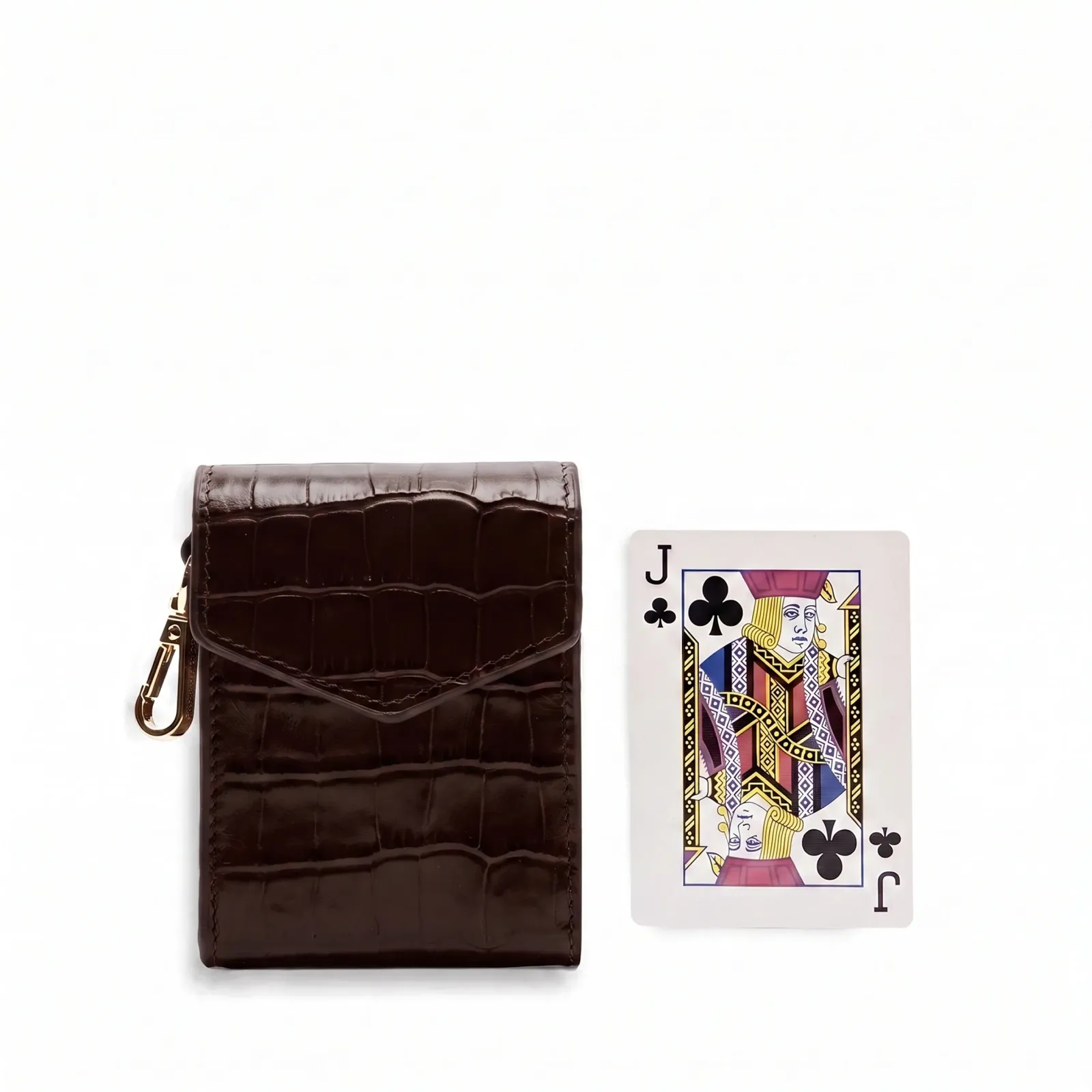 Portable Single Playing Card Case Brown Croc