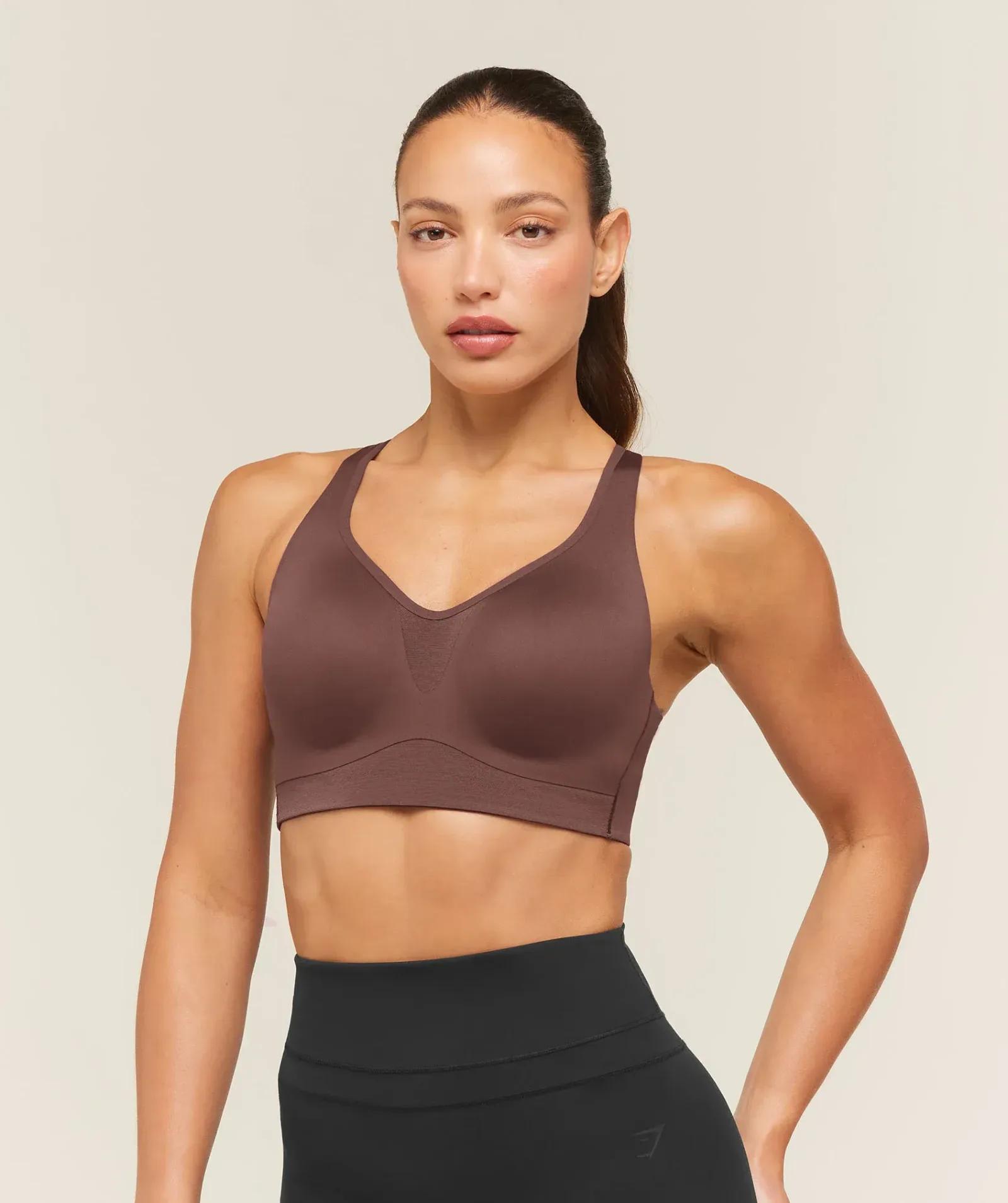 Gymshark High Support V-Neck Sports Bra – Espresso Brown