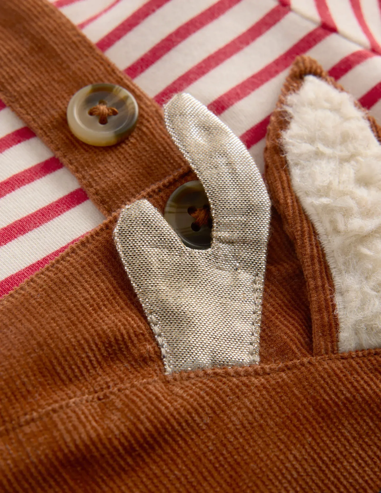 Novelty Cord Dungaree Set-Brown Reindeer
