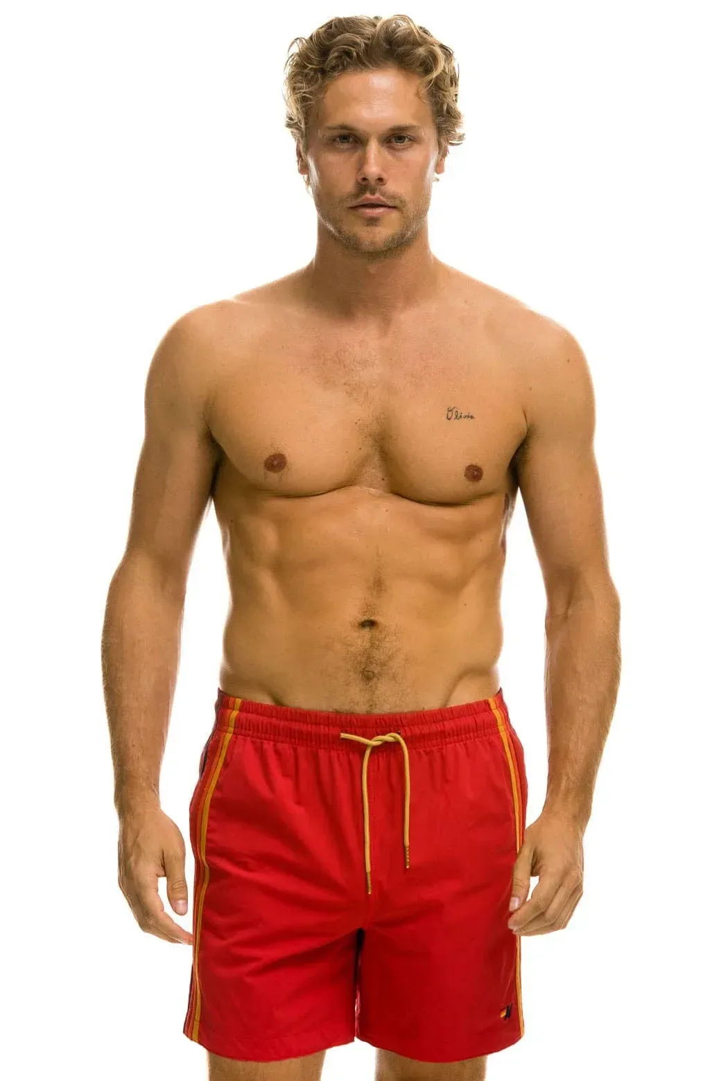 Men's 5 Stripe Flex Shorts 7 Inch – Red