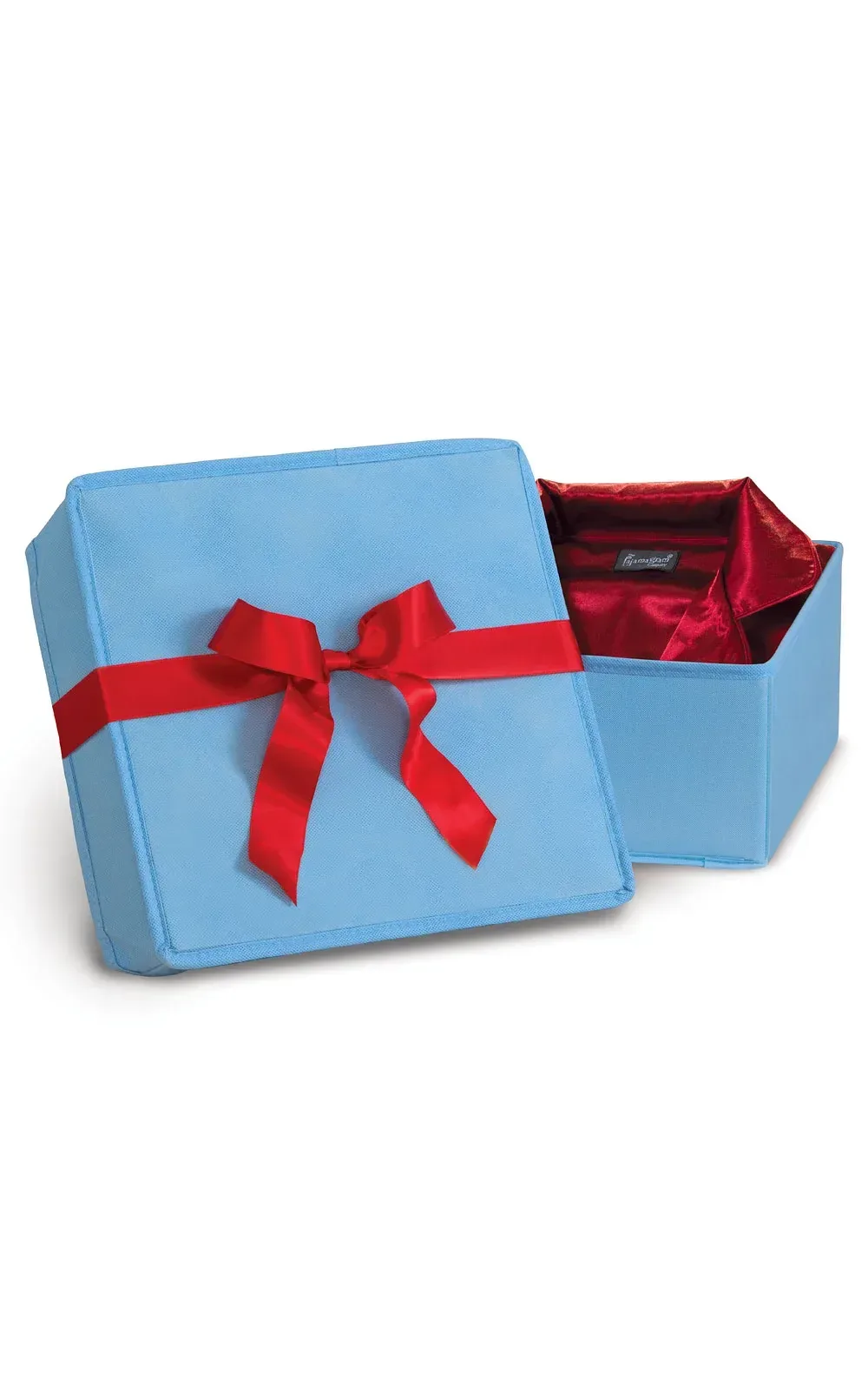 Fabric Gift Box with Red Ribbon