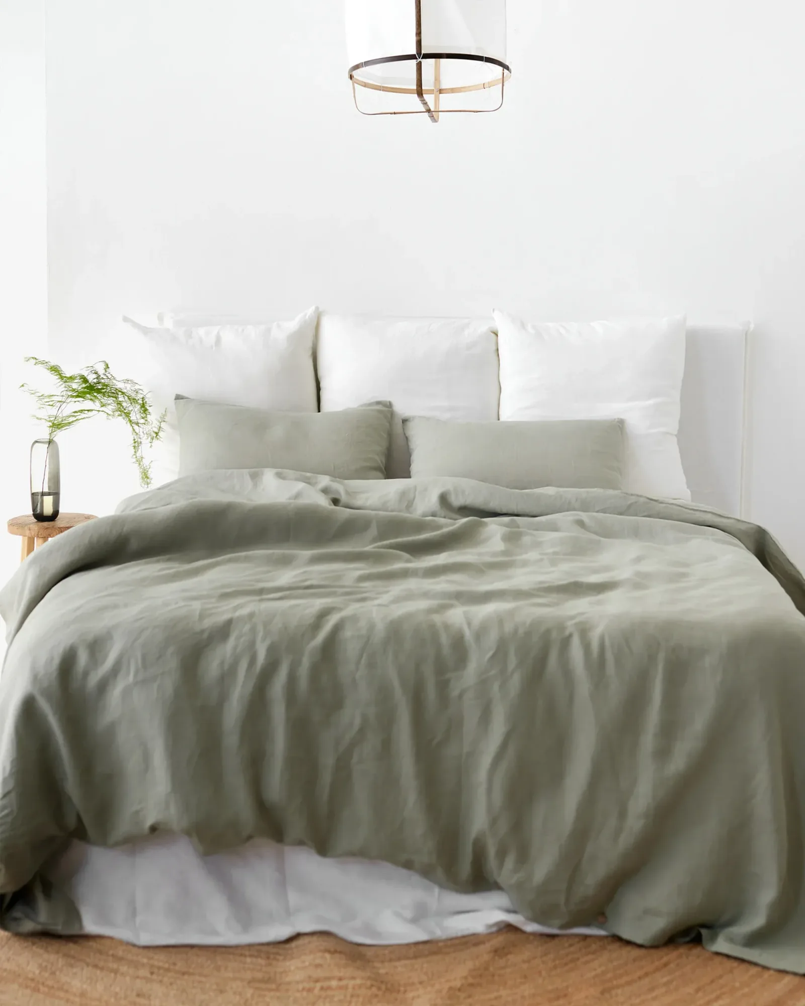 Calm sage linen duvet cover