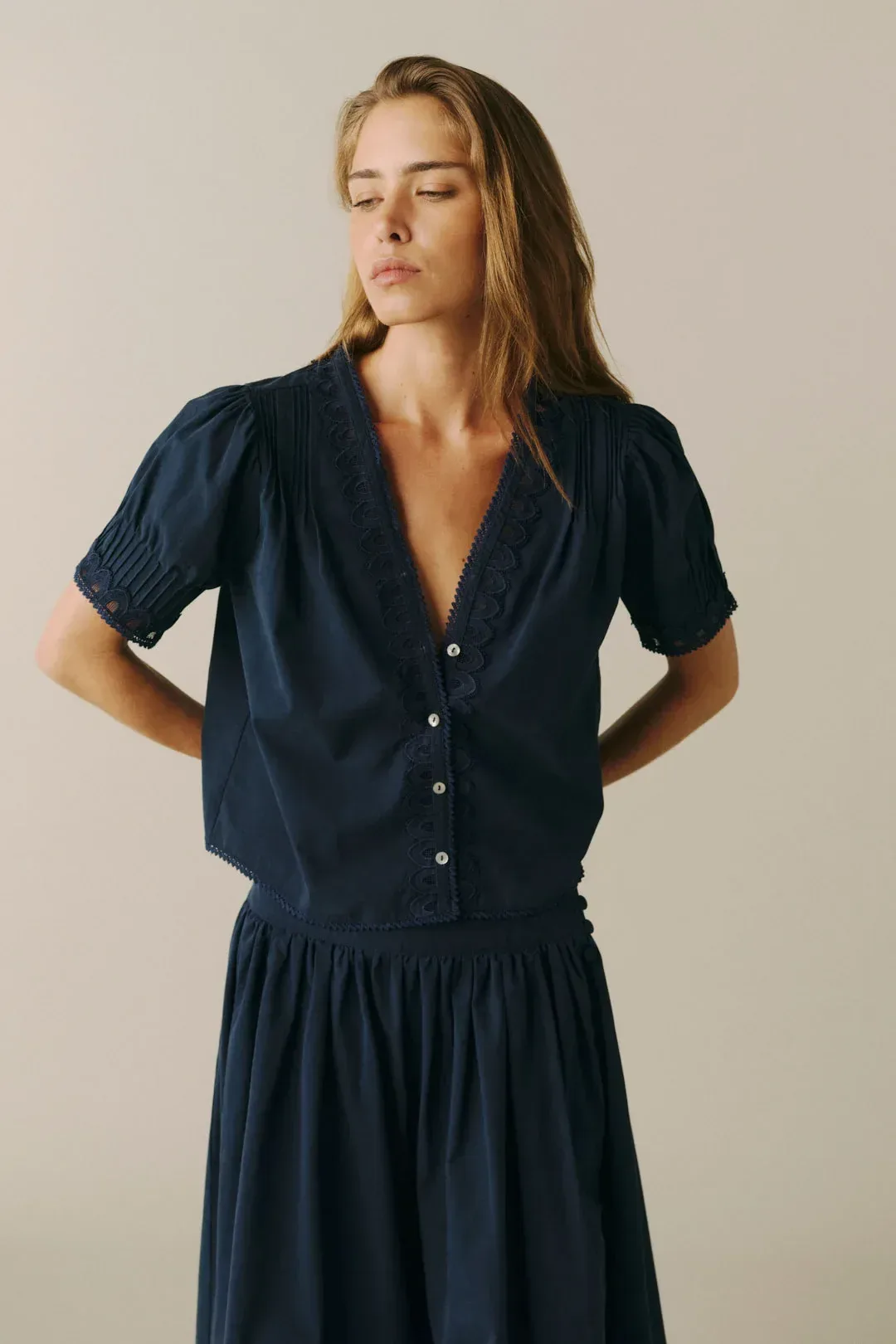 The Lonestar – Peasant Top – Navy