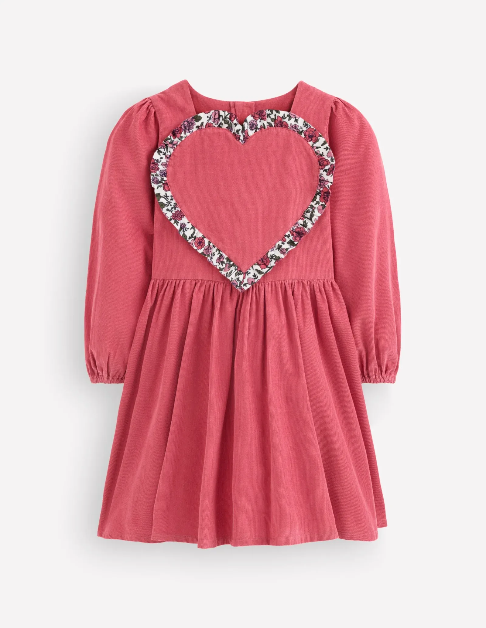 Long Sleeve Heart Dress-Pink Cord