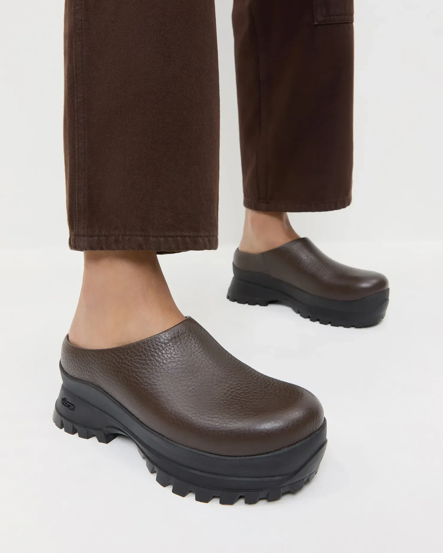 Gemma Brown Leather Lug Mule