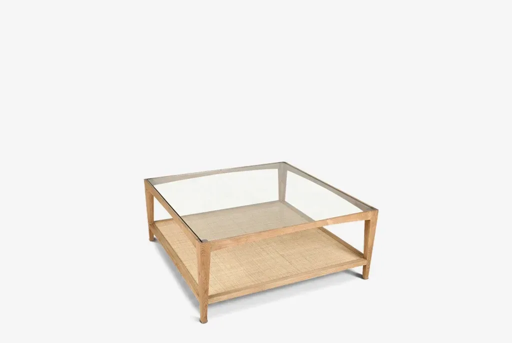 Glass & Cane Coffee Table
