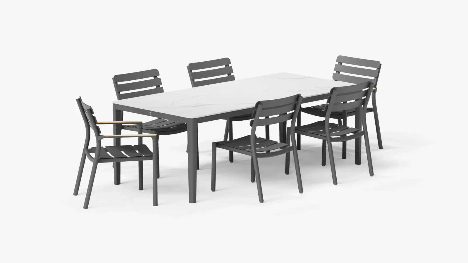 OuterStone Outdoor Dining Table + 2 595 Armchairs + 4 595 Armless Chairs