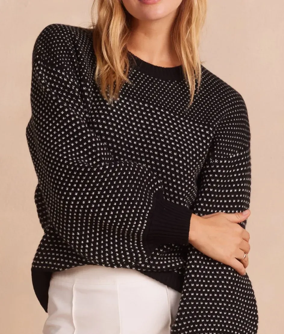 The Luxe Cashmere Blend Mix Stitch Sweater – Sea Urchin & White Sand