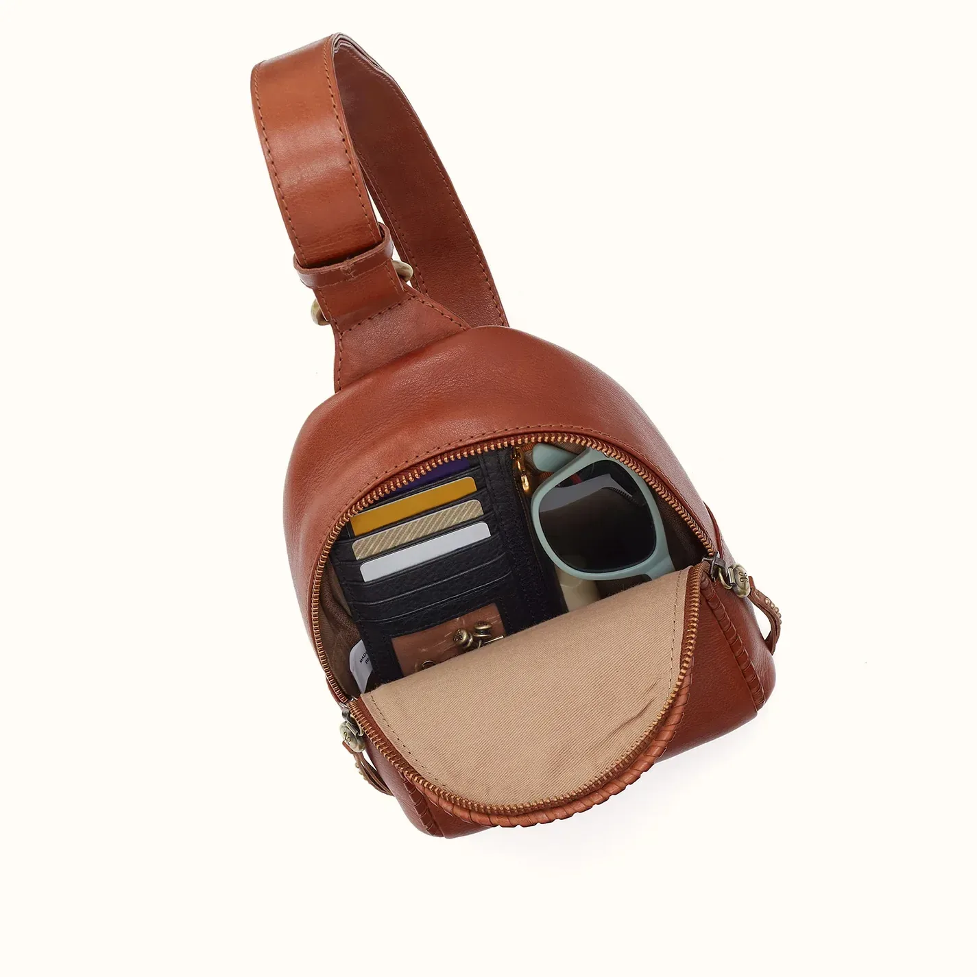Fern Sling In Washed Leather – Kindling Brown
