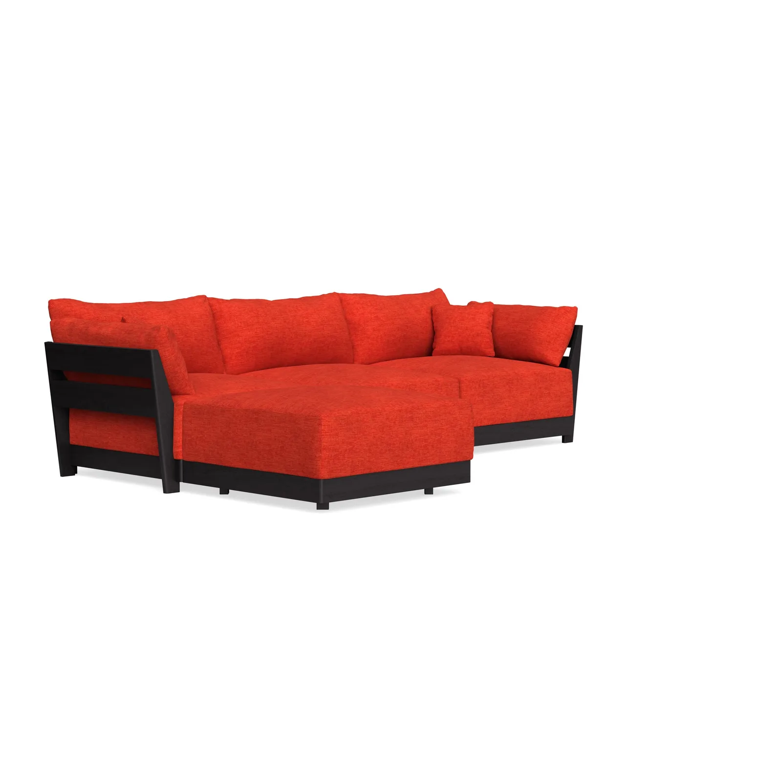 Modular Bondi Black 3-Seater Sectional in Poppy Orange – Classic Blend