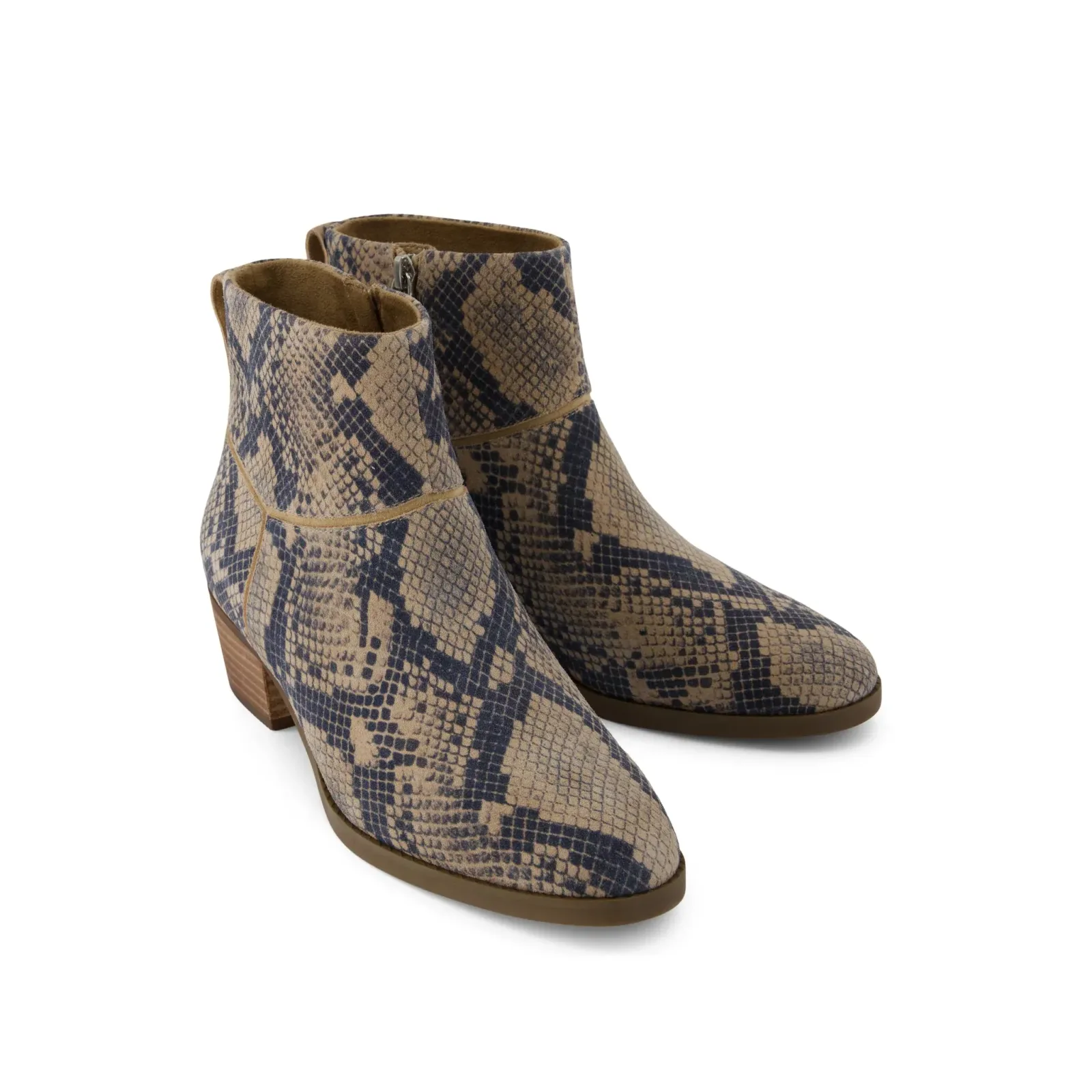 Womens Elia Ankle Boot Taupe Snake Print Suede