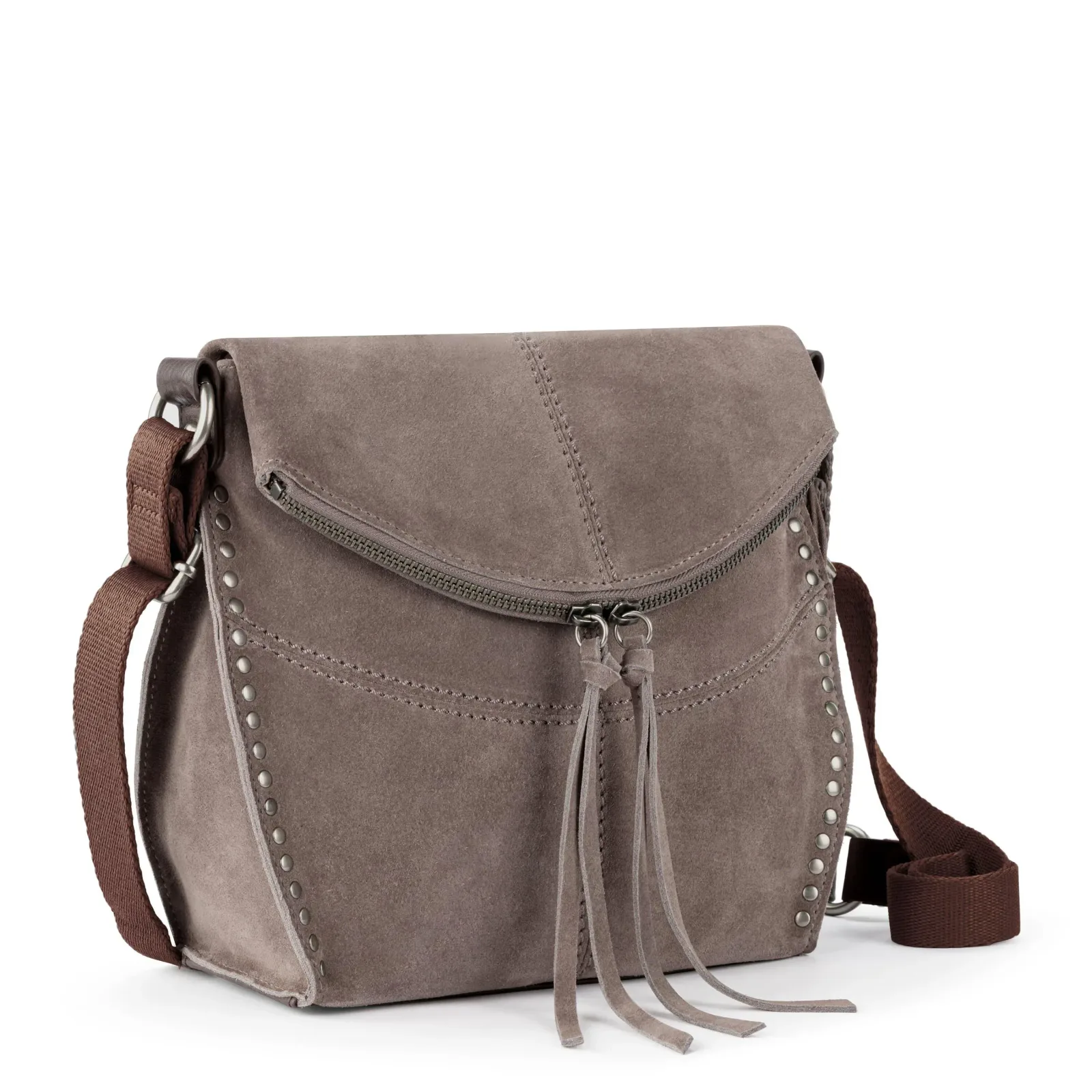 Silverlake Flap Crossbody – Leather – Mushroom Suede