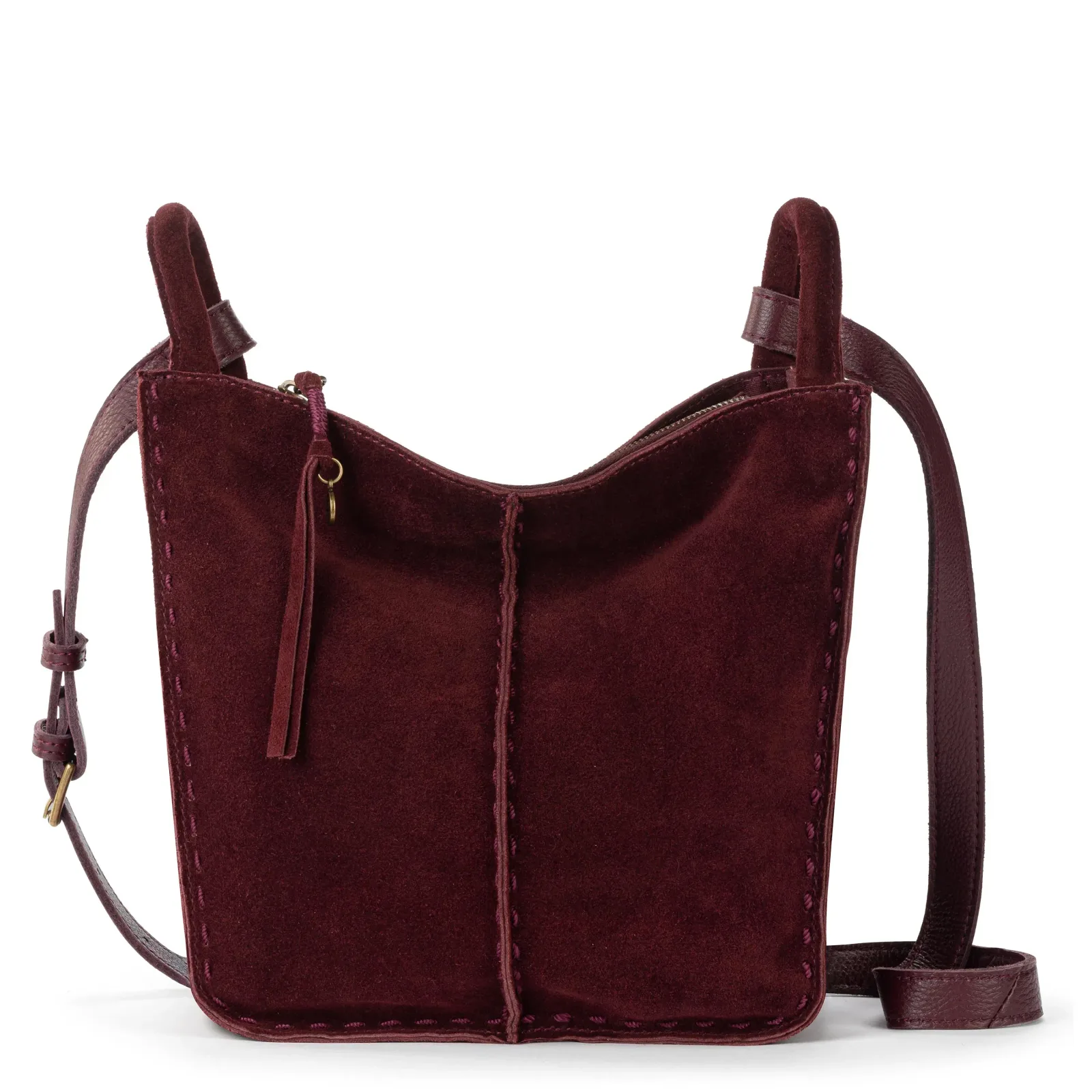 Los Feliz Crossbody – Leather – Black Cherry Suede